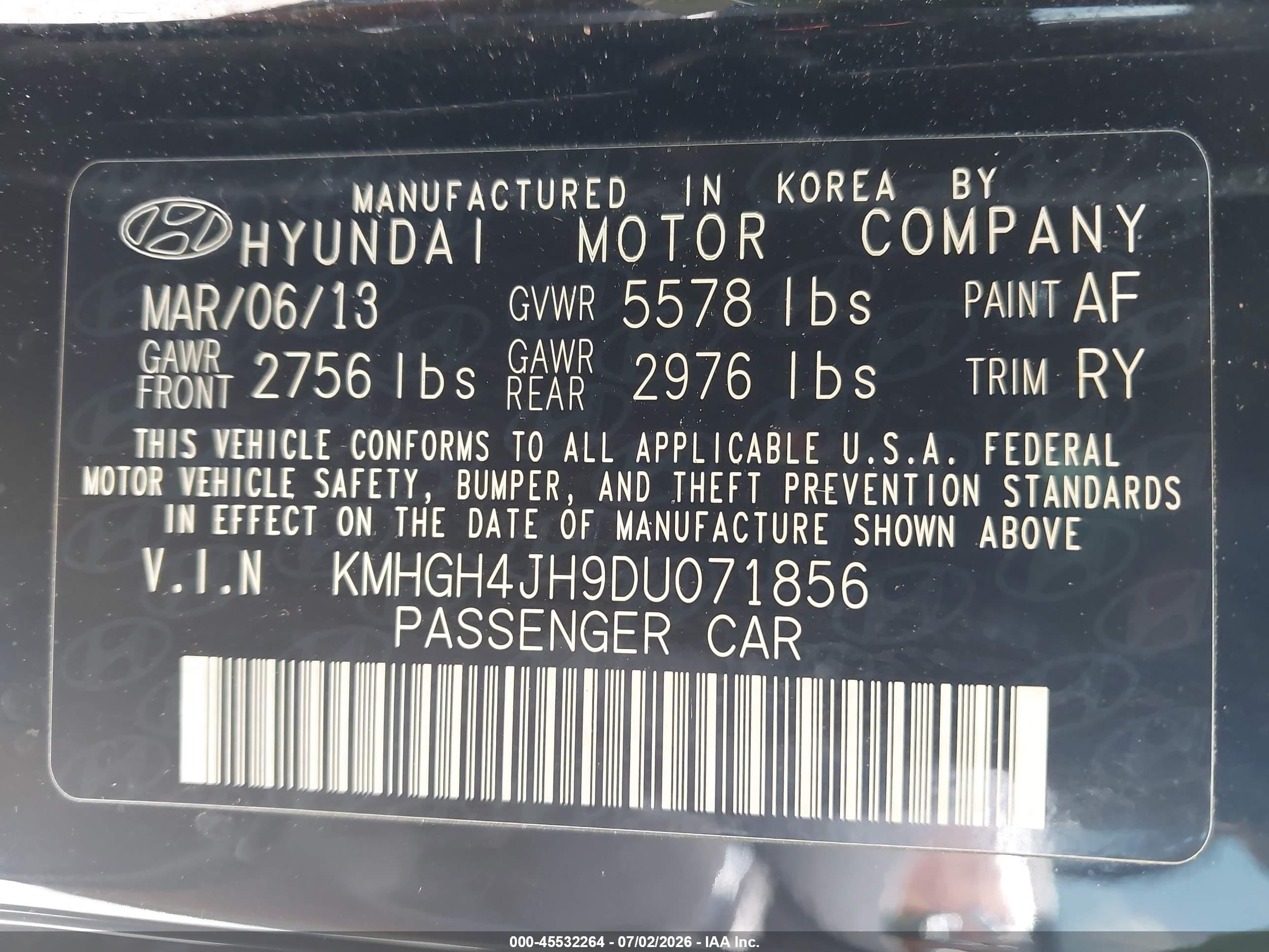 2013 Hyundai Equus Signature Black vin: KMHGH4JH9DU071856
