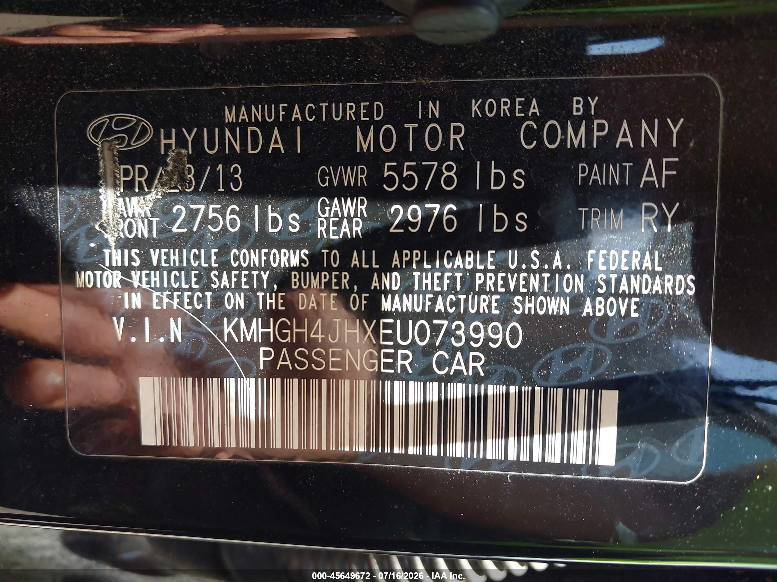 2014 Hyundai Equus Signature Black vin: KMHGH4JHXEU073990