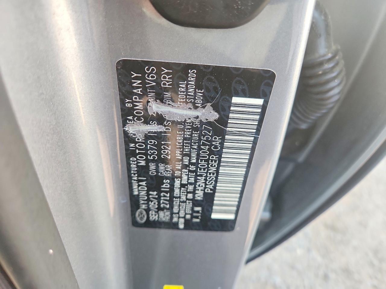 2015 Hyundai Genesis 3.8l Gray vin: KMHGN4JE0FU047527
