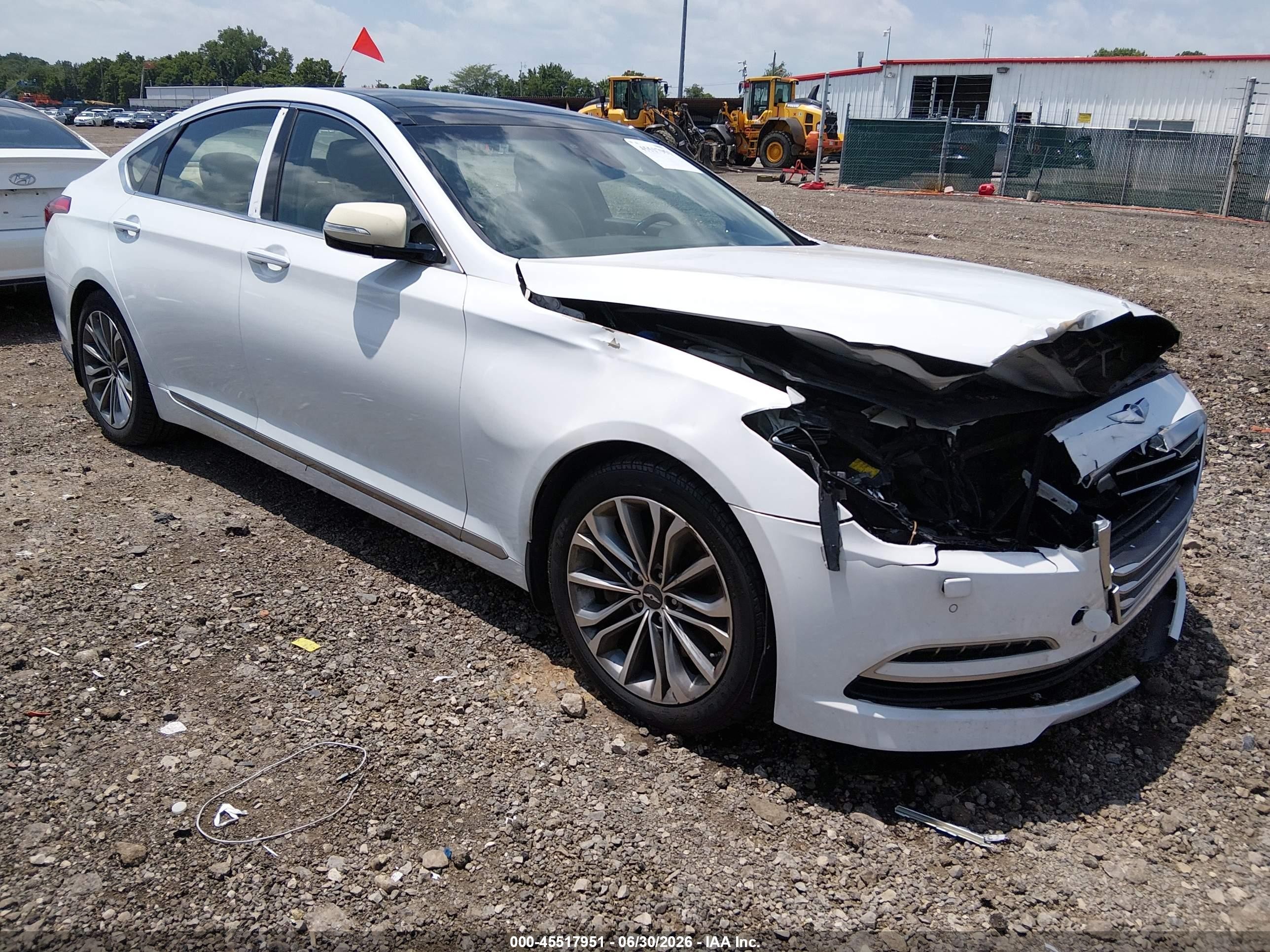 2015 Hyundai Genesis 3.8 White vin: KMHGN4JE1FU079743