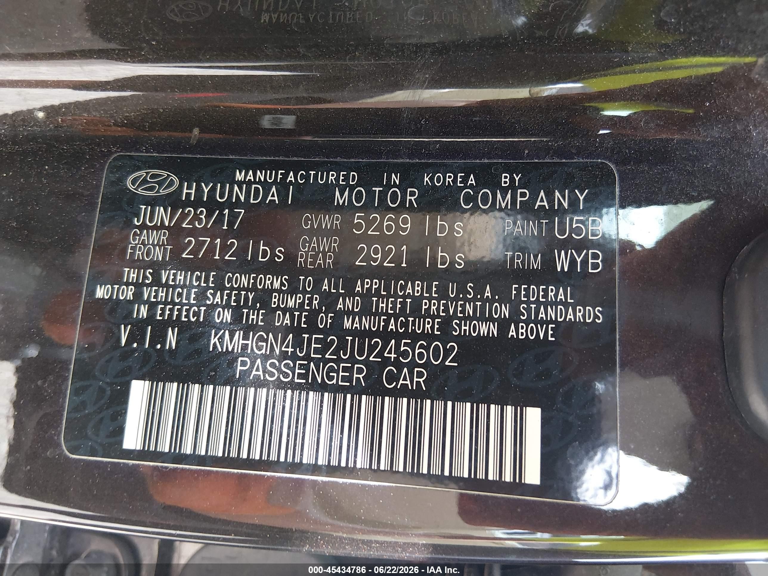 2018 Genesis G80 3.8 Black vin: KMHGN4JE2JU245602