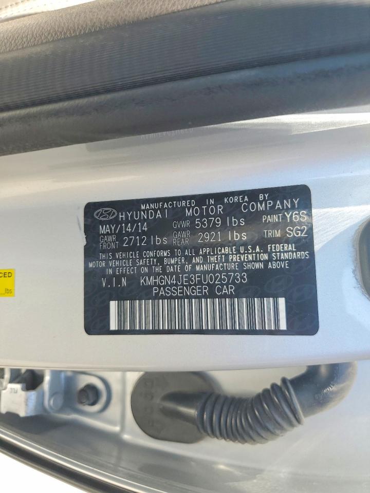 2015 Hyundai Genesis 3.8l Серебряный vin: KMHGN4JE3FU025733