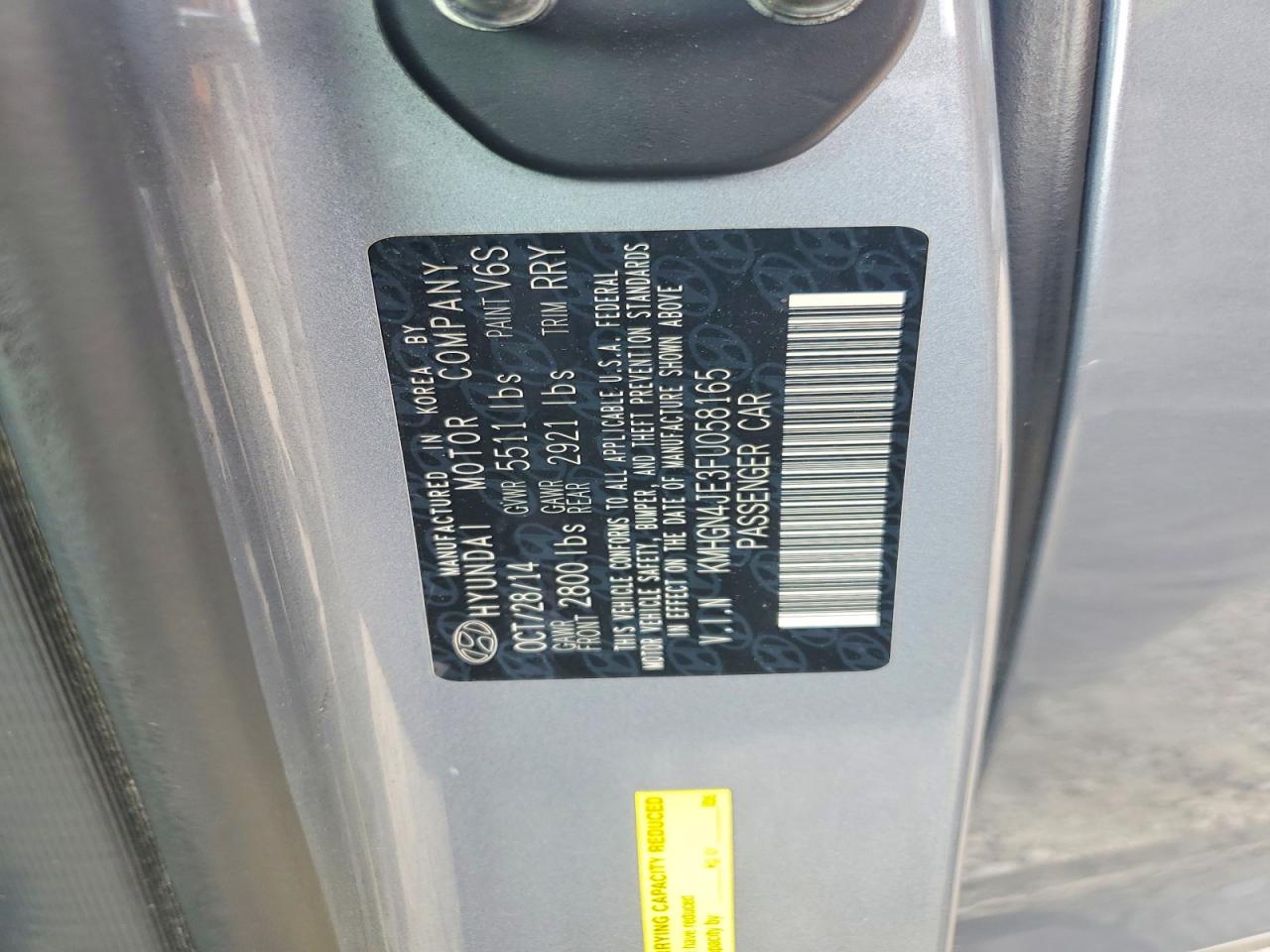 2015 Hyundai Genesis 3.8l Silver vin: KMHGN4JE3FU058165