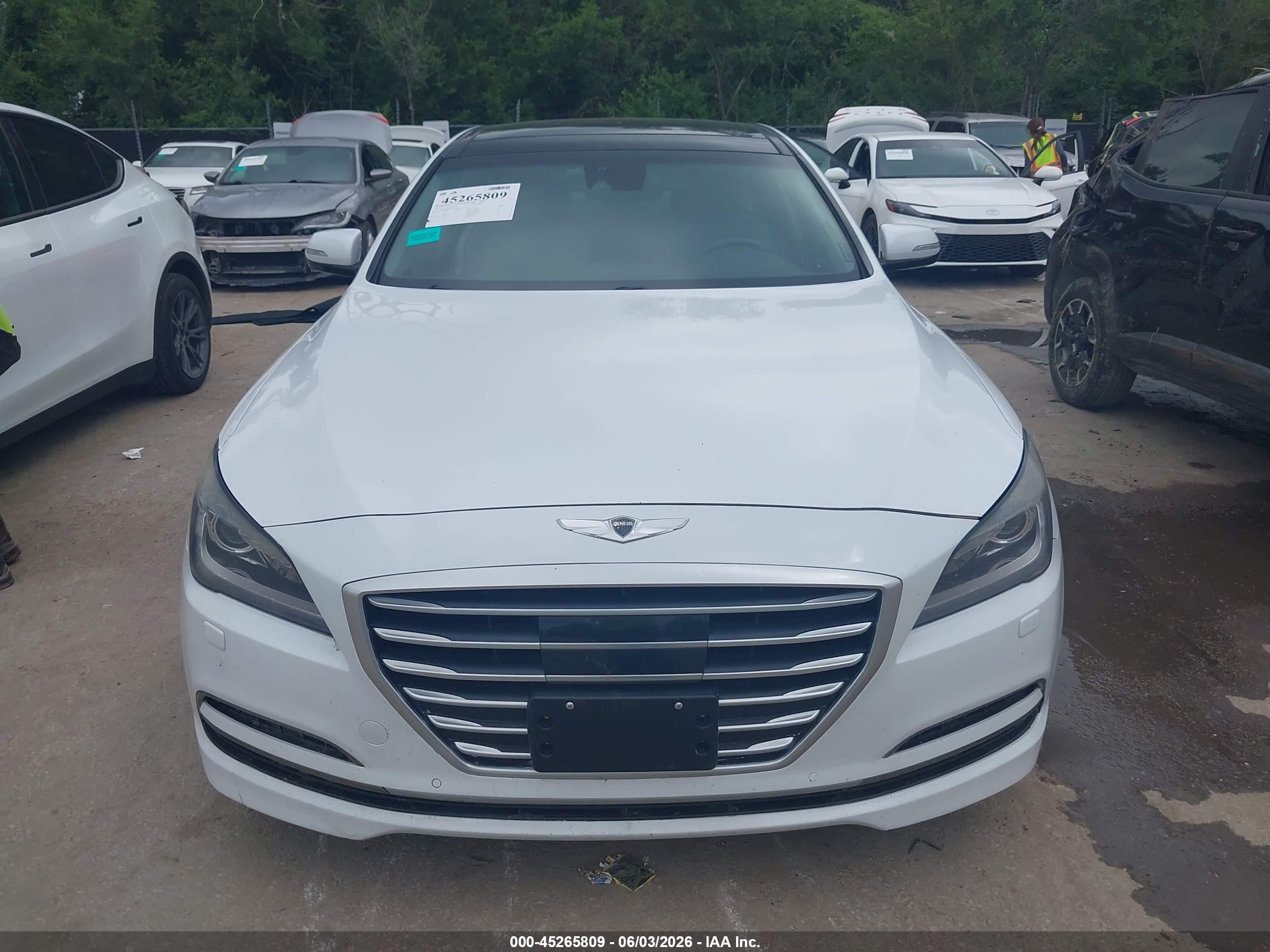 2015 Hyundai Genesis 3.8 White vin: KMHGN4JE5FU062234