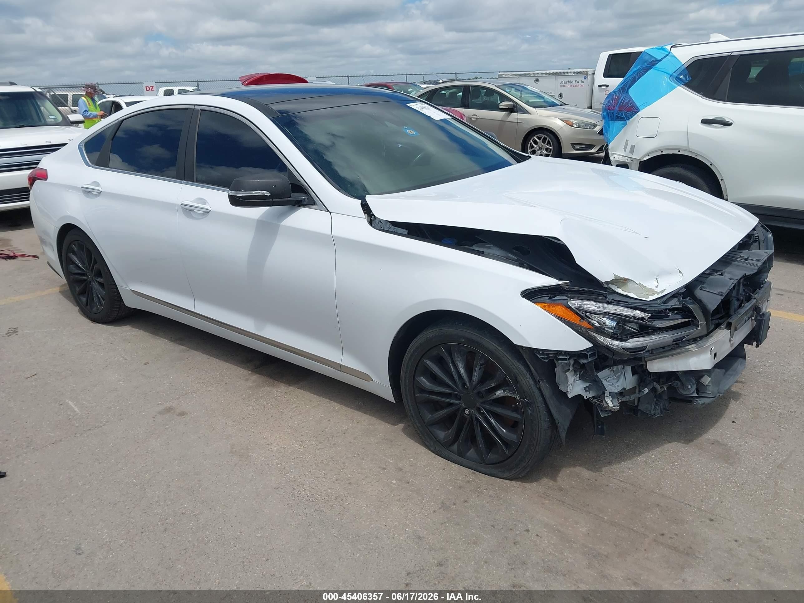 2015 Hyundai Genesis 3.8 White vin: KMHGN4JE7FU017117