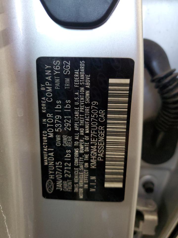 2015 Hyundai Genesis 3.8l Silver vin: KMHGN4JE7FU075079