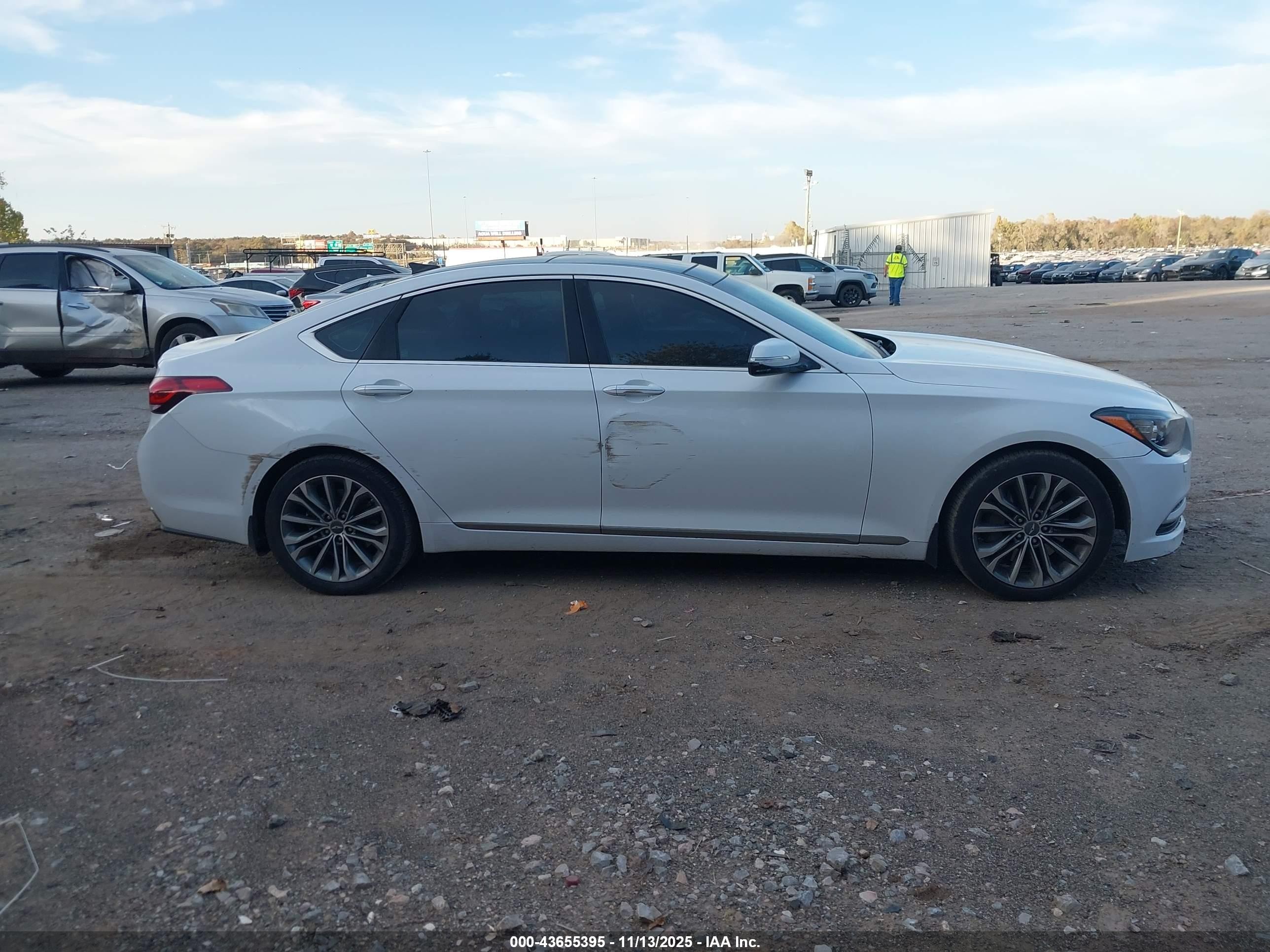 2015 Hyundai Genesis 3.8 White vin: KMHGN4JE7FU085238