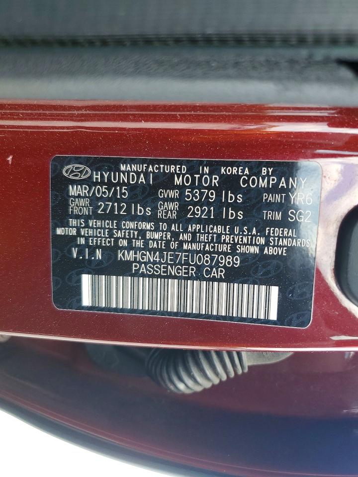 2015 Hyundai Genesis 3.8l Maroon vin: KMHGN4JE7FU087989