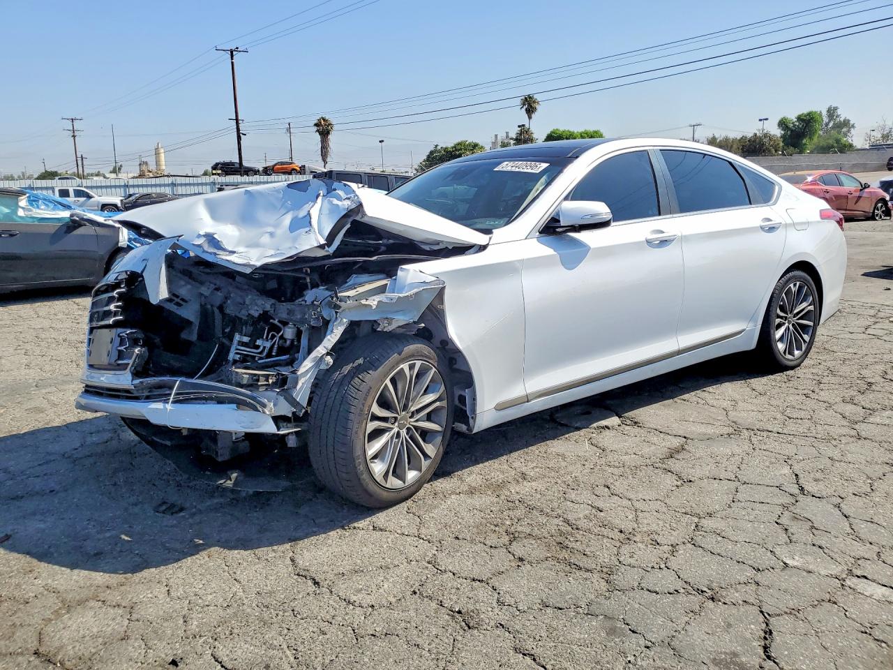 2015 Hyundai Genesis 3.8l White vin: KMHGN4JE8FU071056