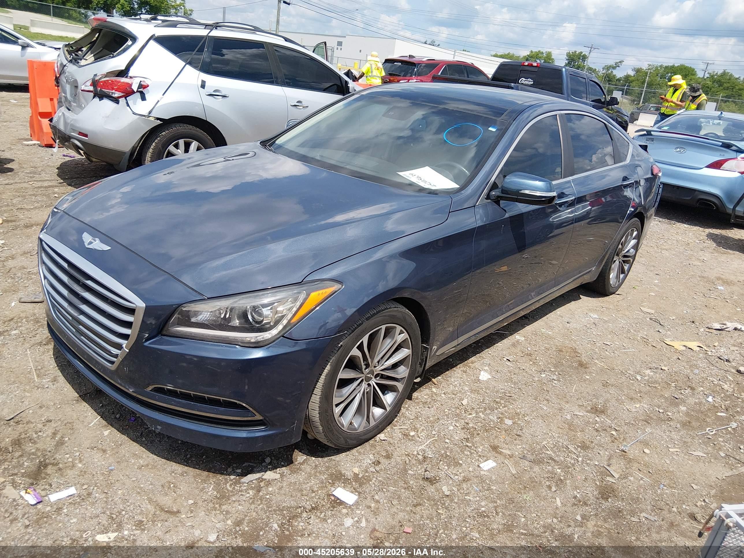 2015 Hyundai Genesis 3.8 Blue vin: KMHGN4JEXFU083774