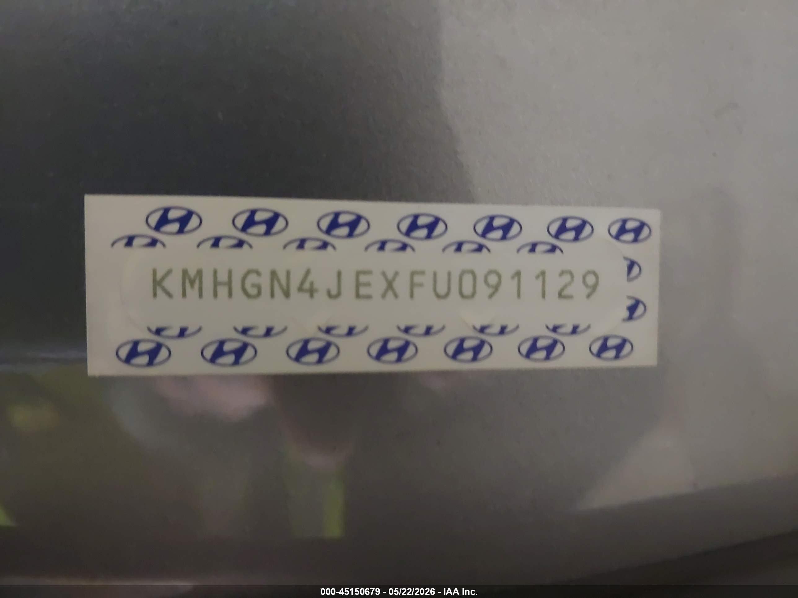 2015 Hyundai Genesis 3.8 Gray vin: KMHGN4JEXFU091129