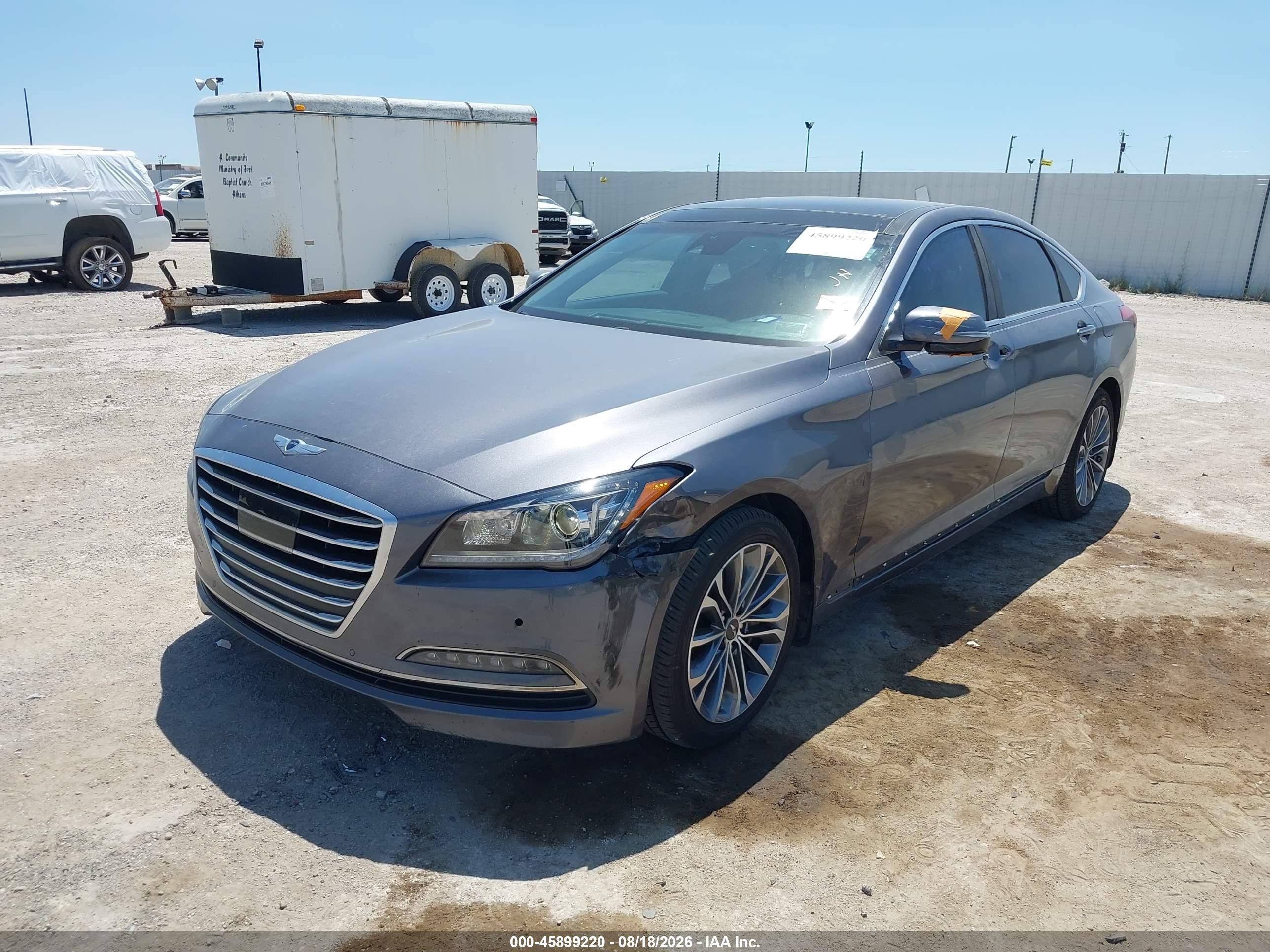 2016 Hyundai Genesis 3.8 Gray vin: KMHGN4JEXGU106178