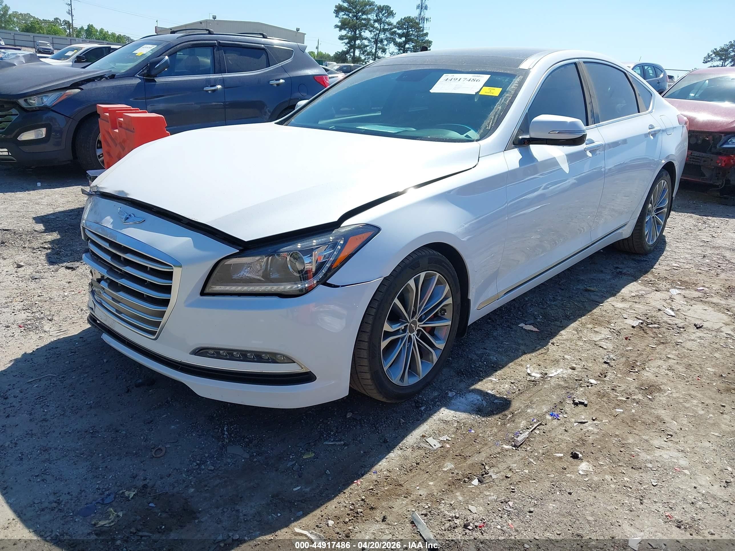 2016 Hyundai Genesis 3.8 White vin: KMHGN4JEXGU138287