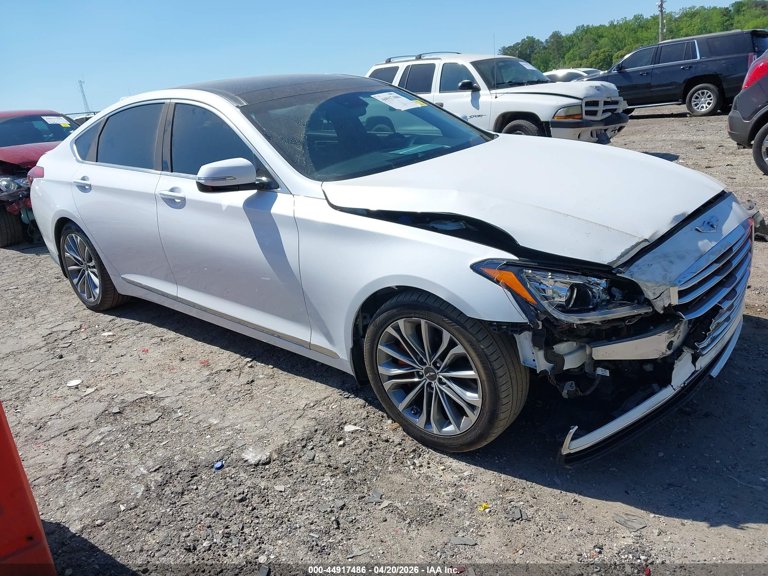2016 Hyundai Genesis 3.8 White vin: KMHGN4JEXGU138287