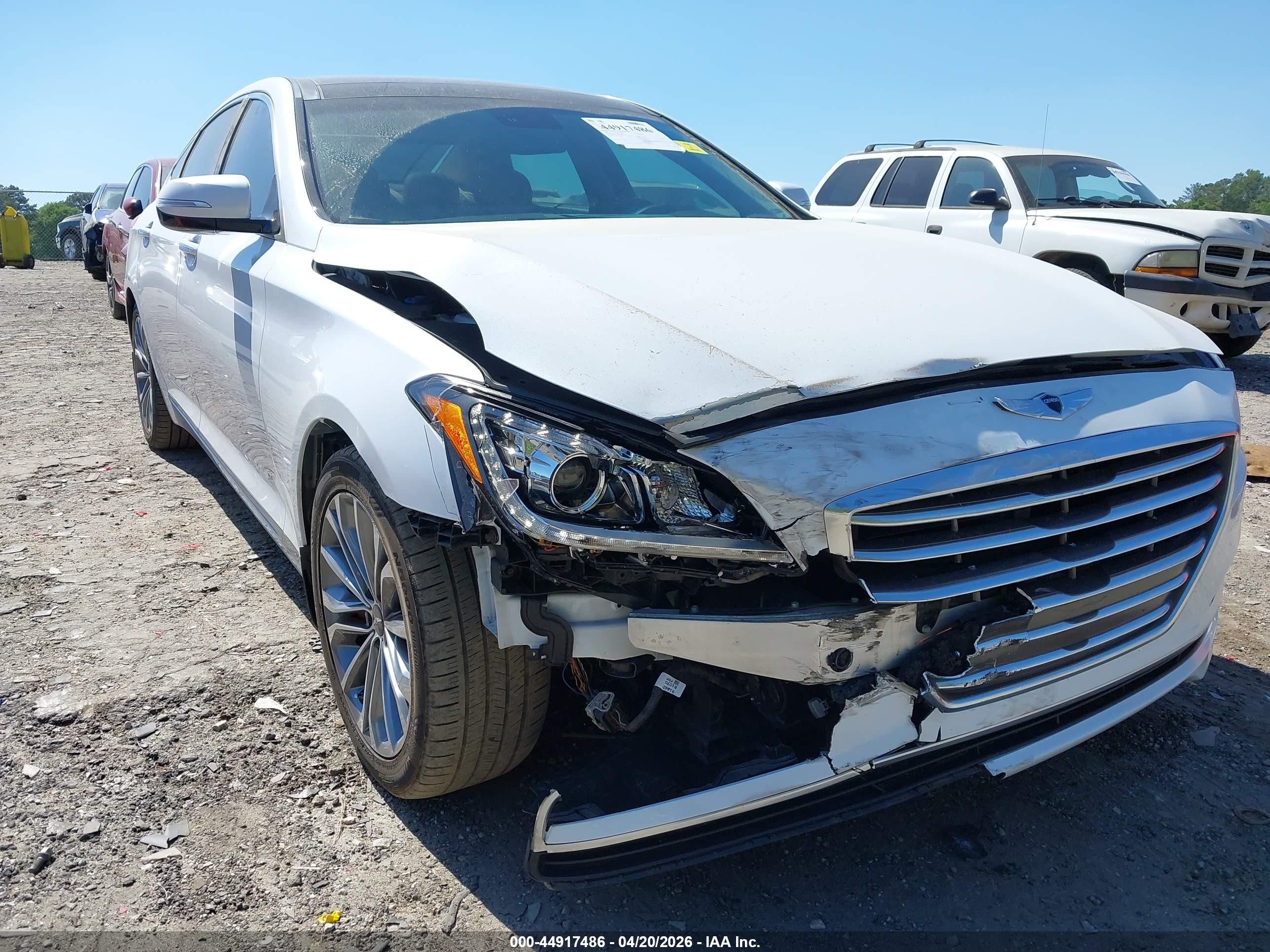 2016 Hyundai Genesis 3.8 White vin: KMHGN4JEXGU138287