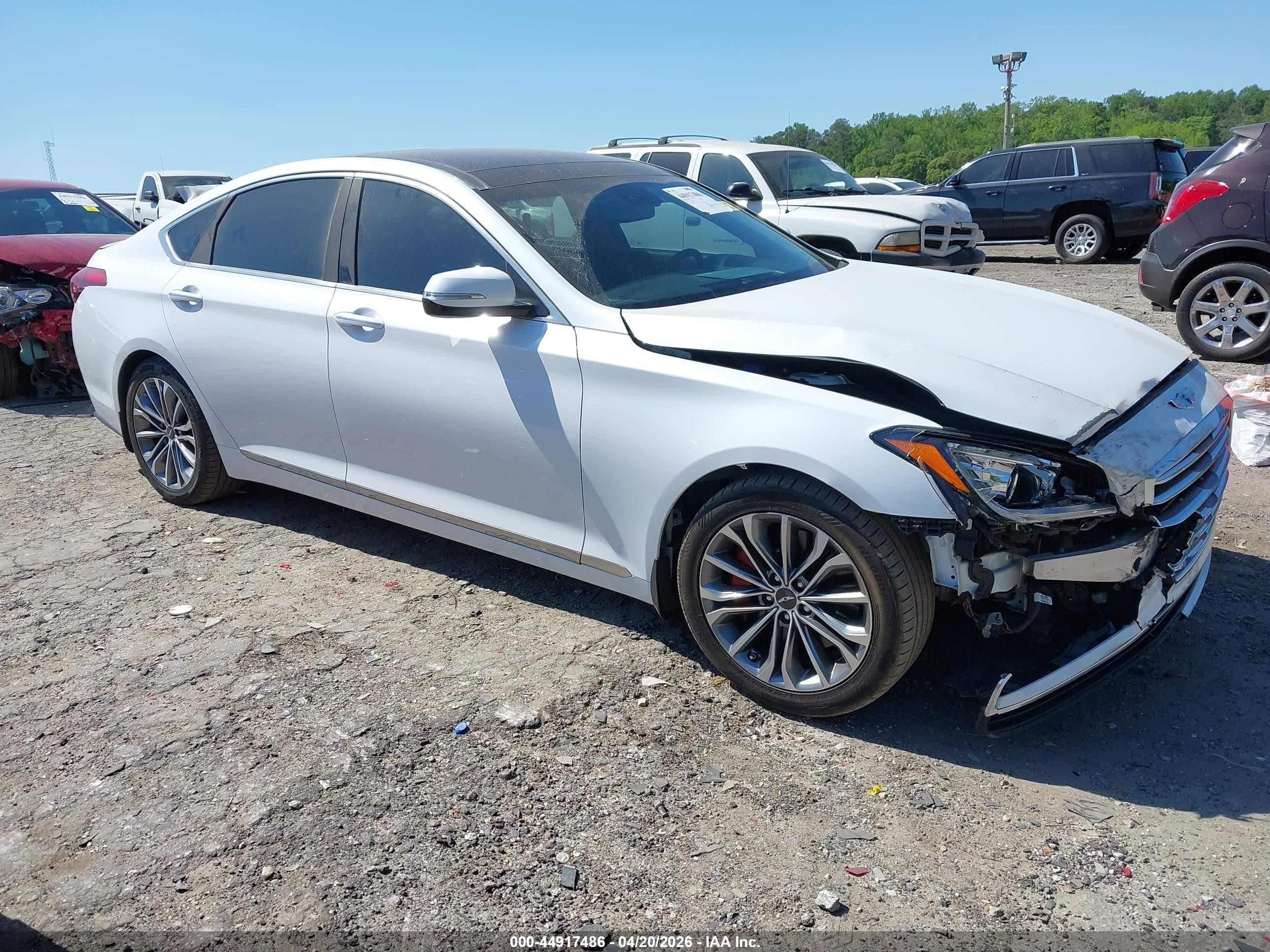 2016 Hyundai Genesis 3.8 White vin: KMHGN4JEXGU138287