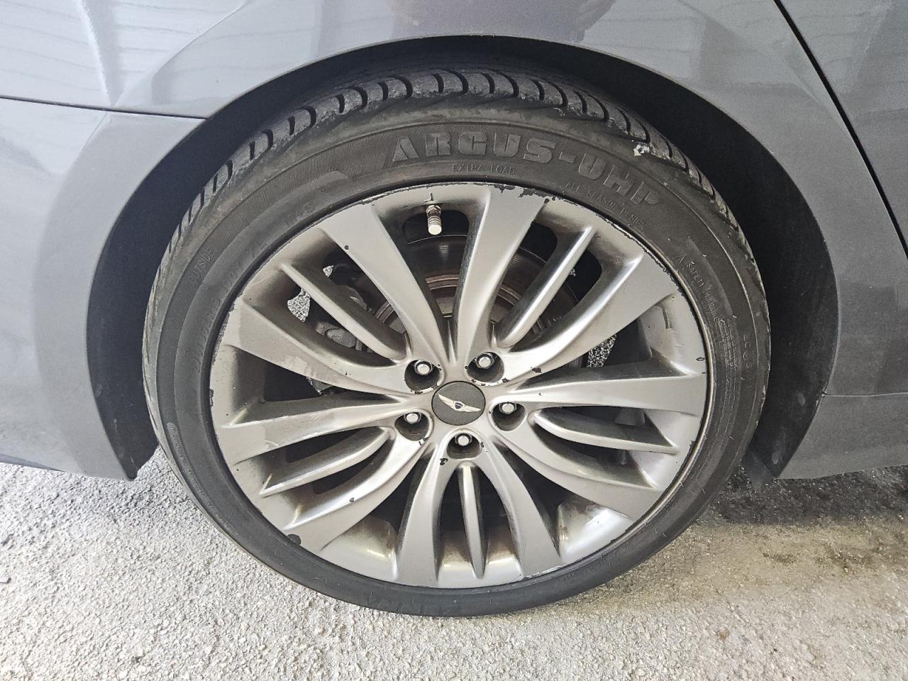 2015 Hyundai Genesis 5.0l Gray vin: KMHGN4JF1FU062207 Damage: Right Rear Wheel, Chipped, 3