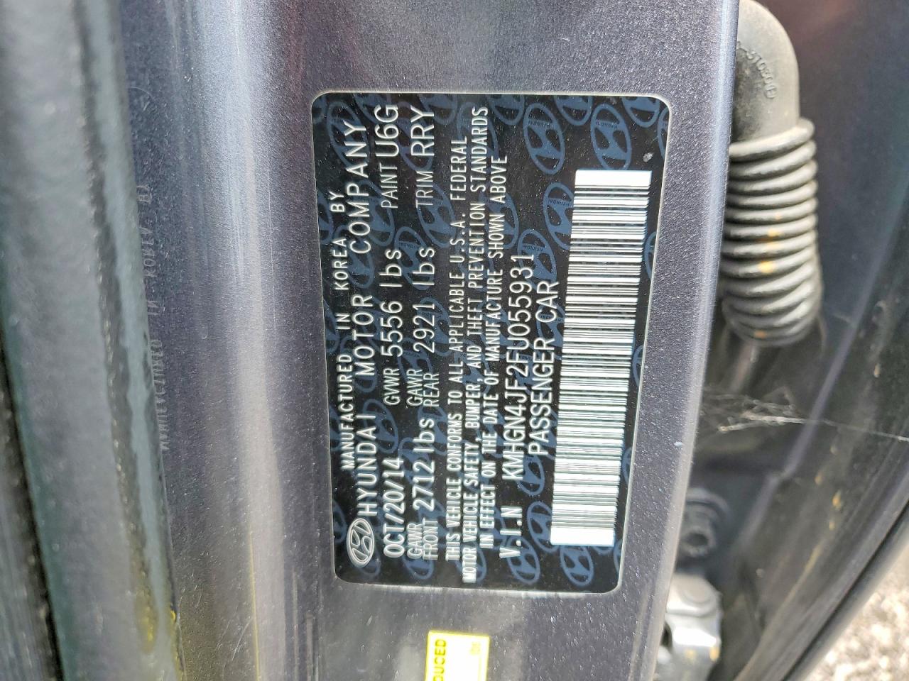 2015 Hyundai Genesis 5.0l Charcoal vin: KMHGN4JF2FU055931