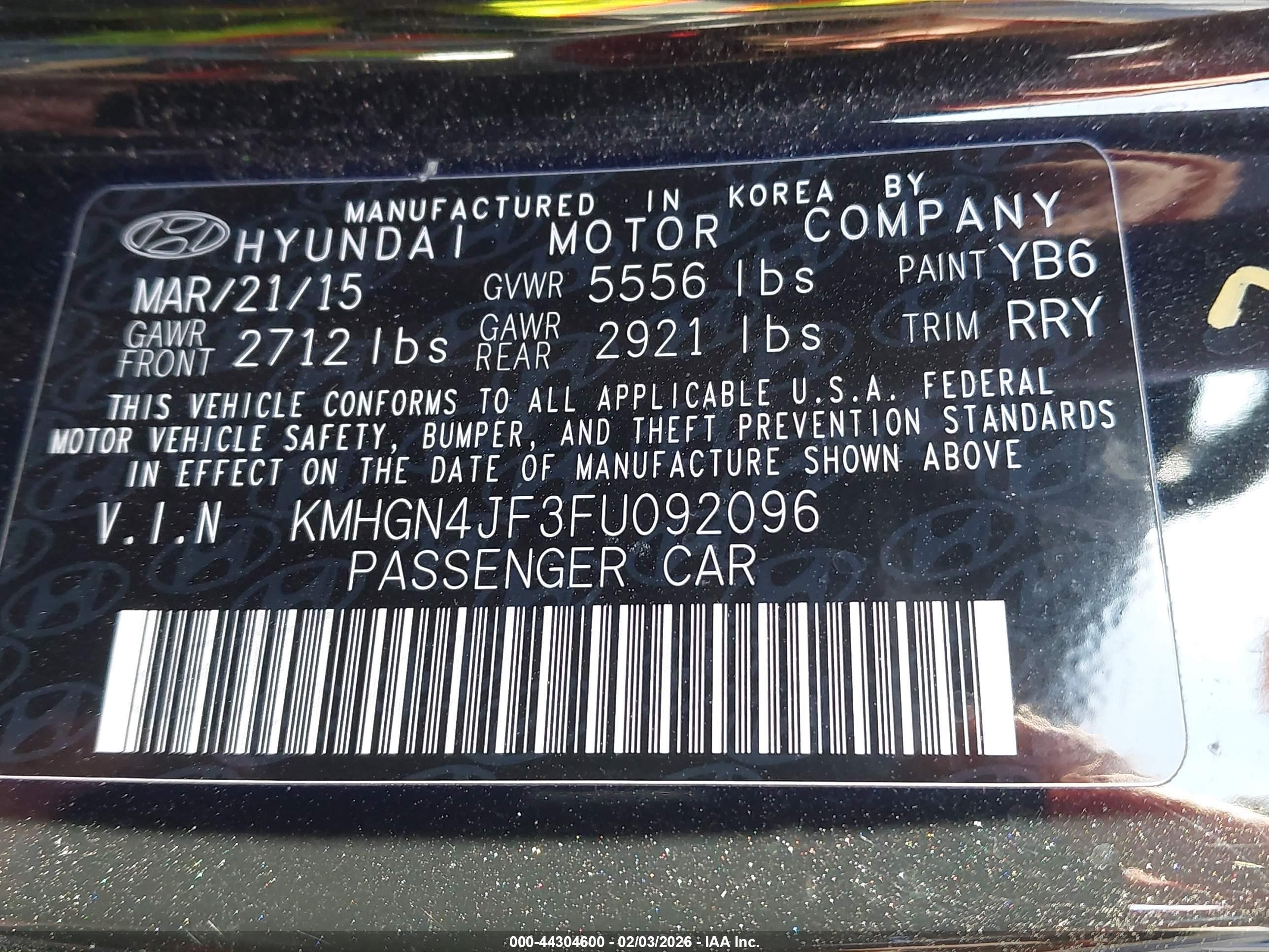 2015 Hyundai Genesis 5.0 Black vin: KMHGN4JF3FU092096