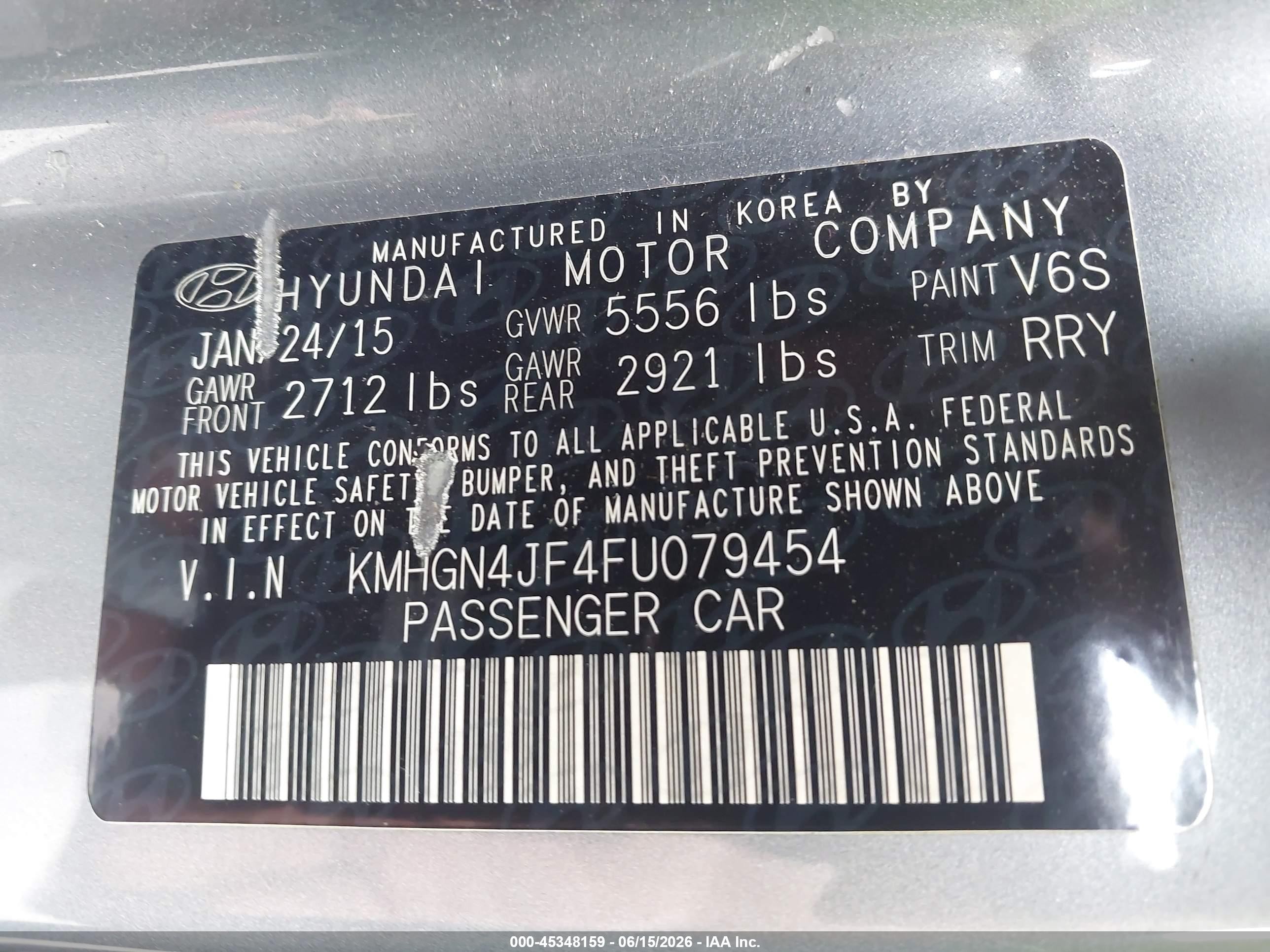 2015 Hyundai Genesis 5.0 Серый vin: KMHGN4JF4FU079454