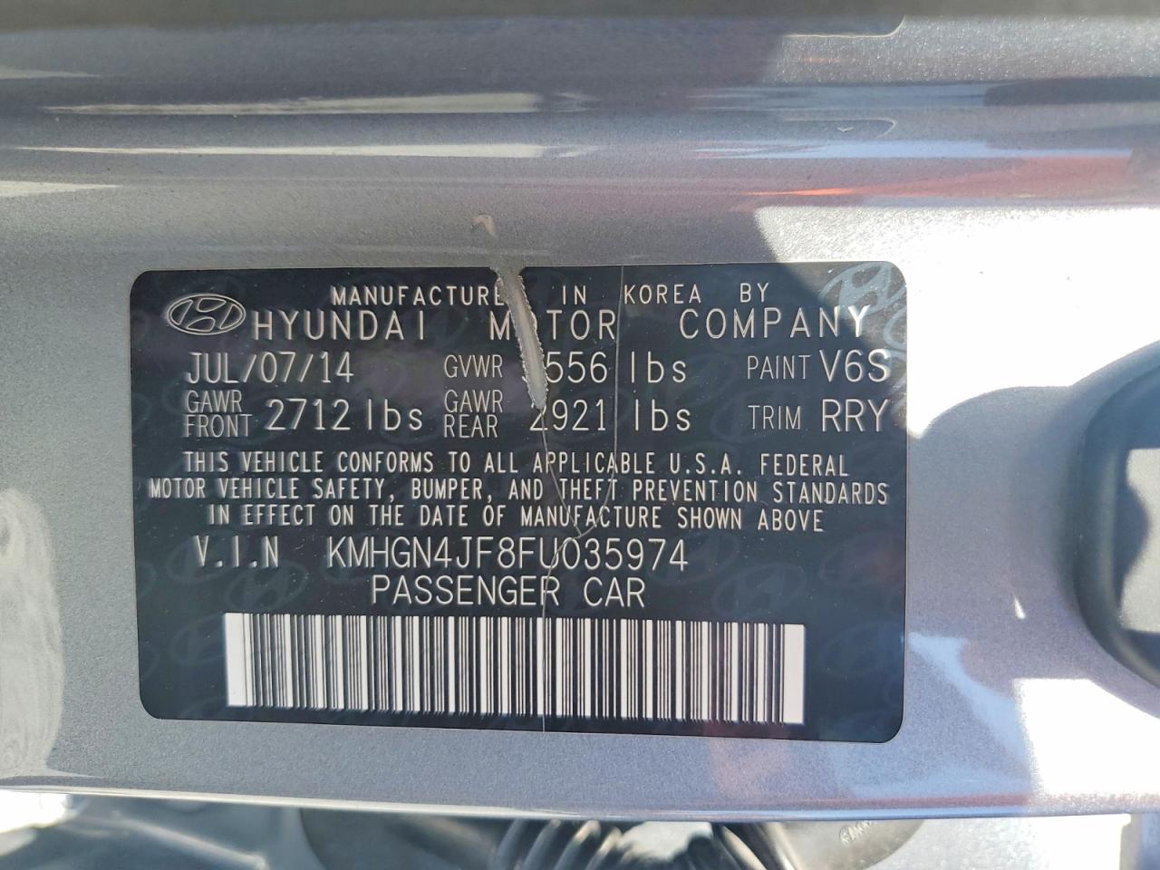 2015 Hyundai Genesis 5.0l Silver vin: KMHGN4JF8FU035974