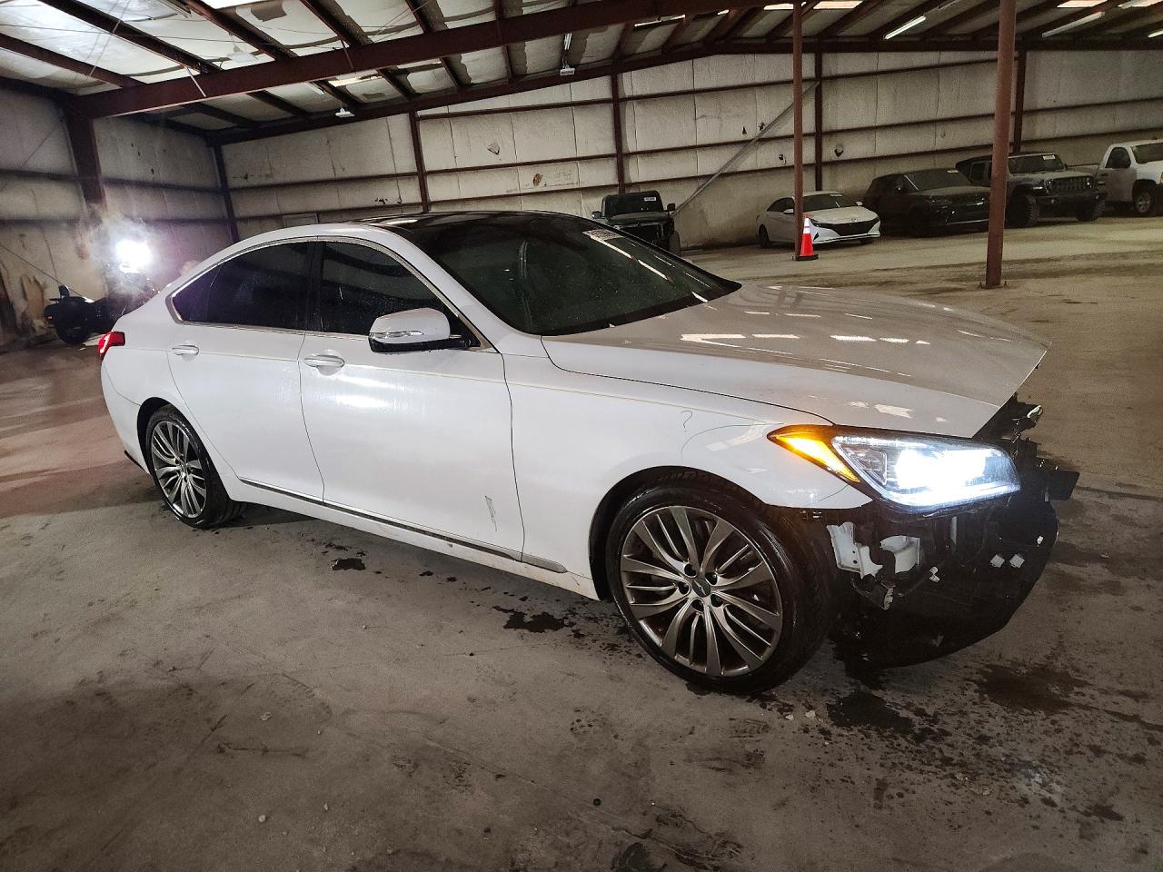 2015 Hyundai Genesis 5.0l White vin: KMHGN4JFXFU070502
