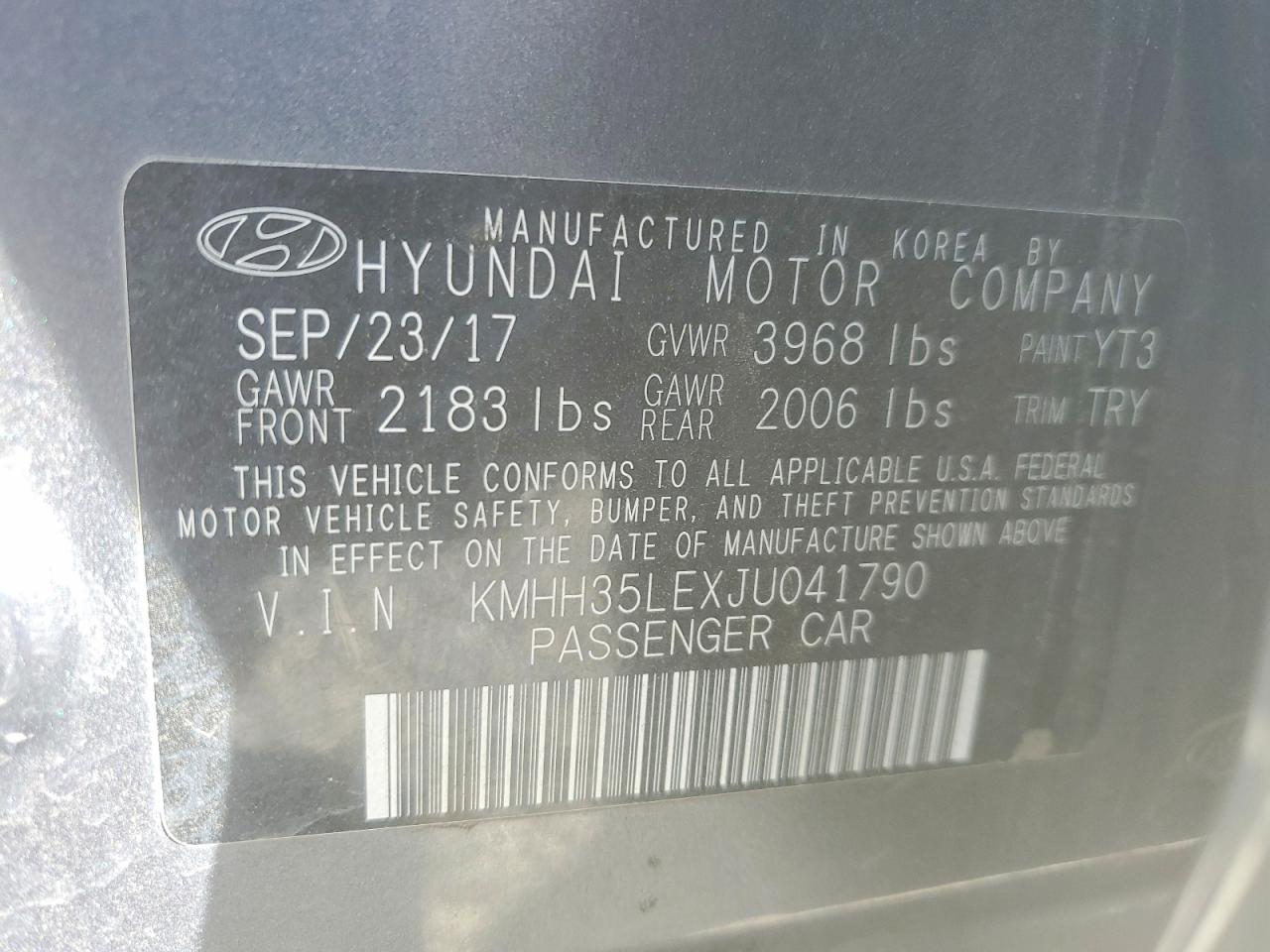 2018 Hyundai Elantra Gt Base Gray vin: KMHH35LEXJU041790