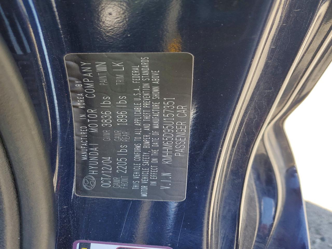 2005 Hyundai Tiburon Gs Blue vin: KMHHM65D95U157351