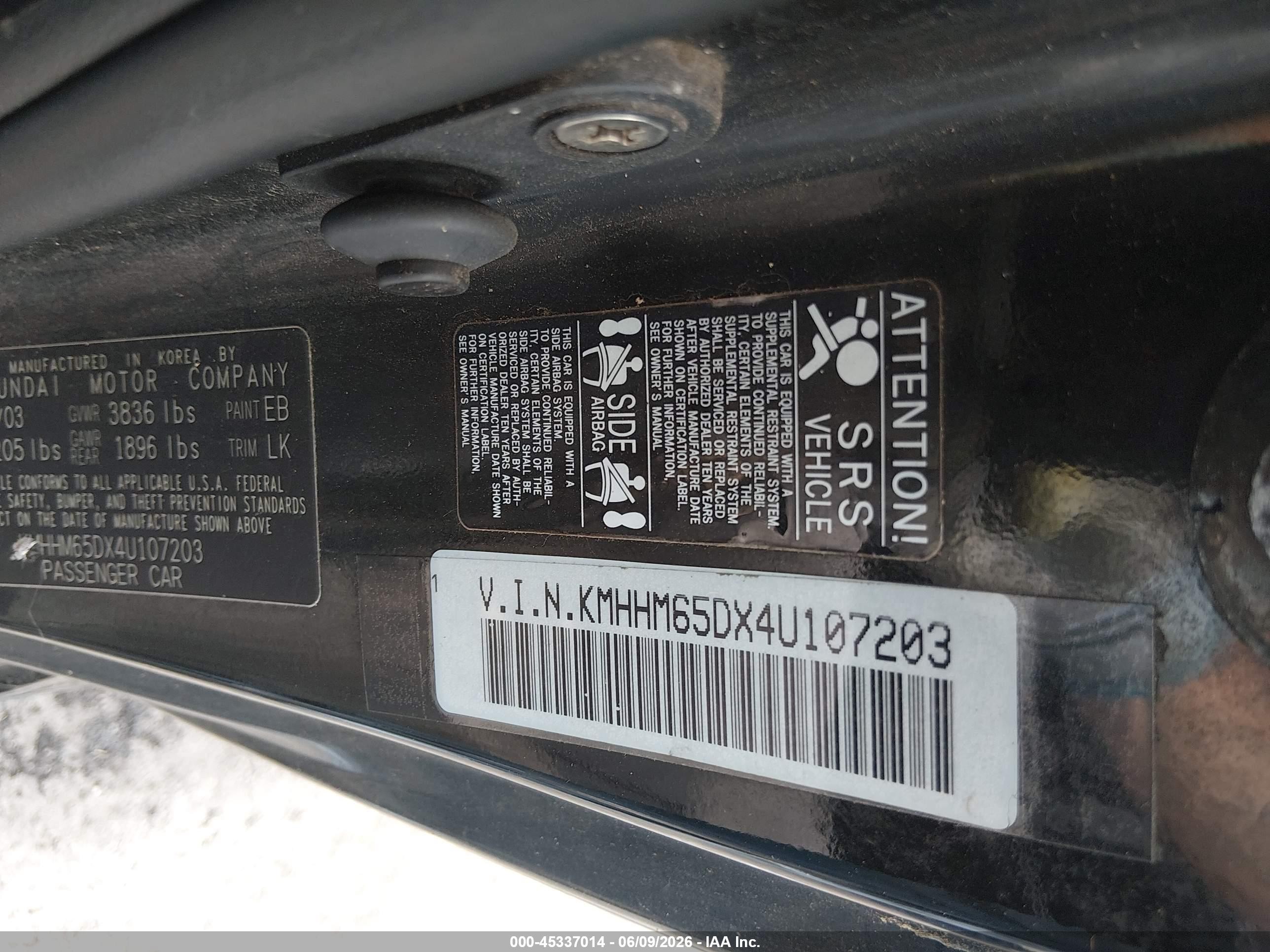2004 Hyundai Tiburon   Black vin: KMHHM65DX4U107203