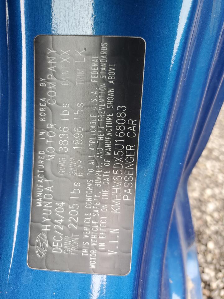 2005 Hyundai Tiburon Blue vin: KMHHM65DX5U168083