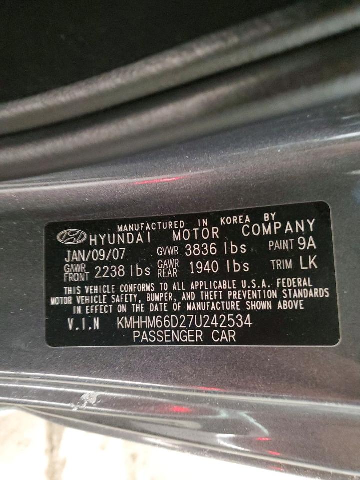 2007 Hyundai Tiburon Gs Silver vin: KMHHM66D27U242534