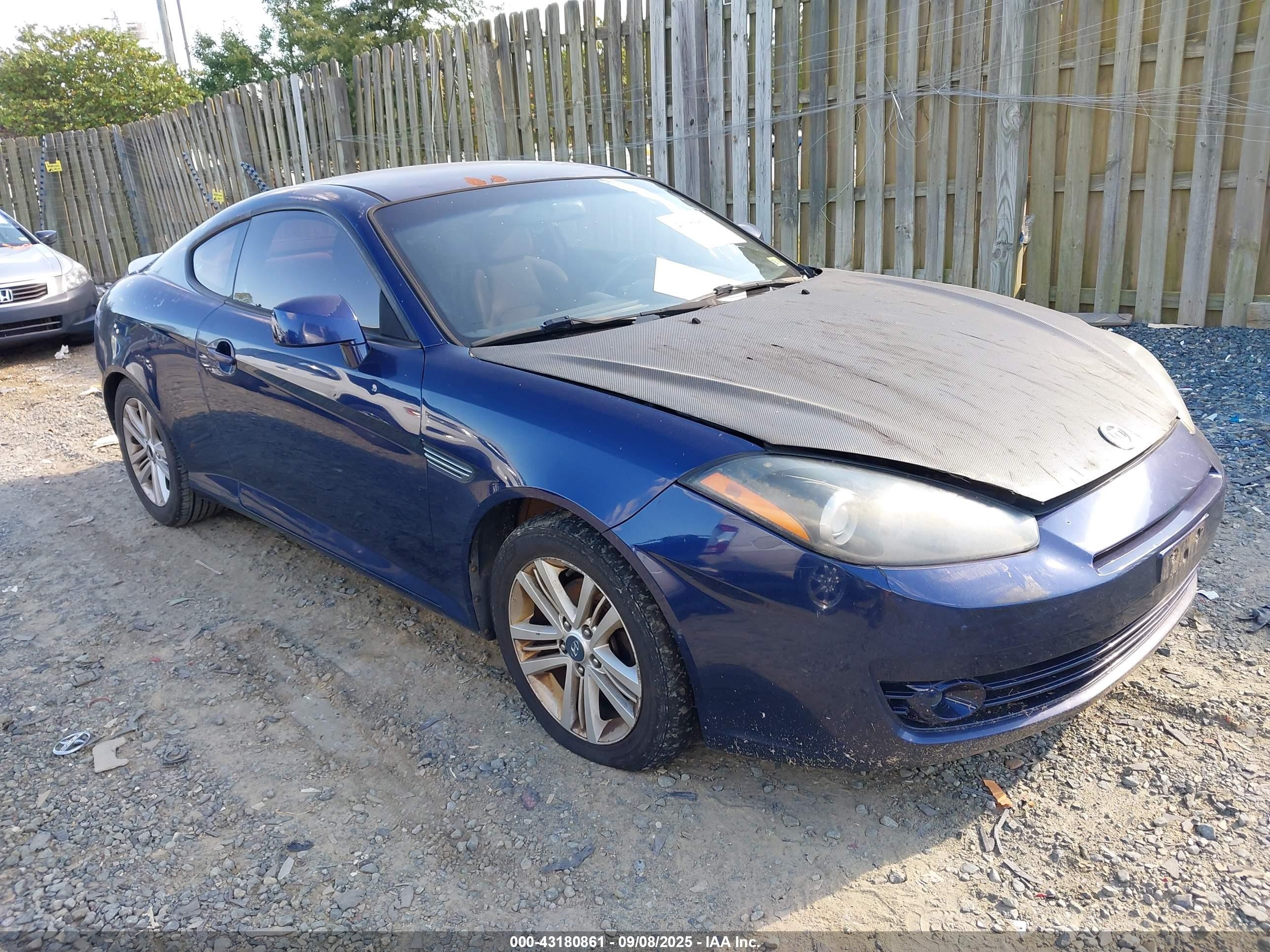 2007 Hyundai Tiburon Gs Blue vin: KMHHM66D87U244174