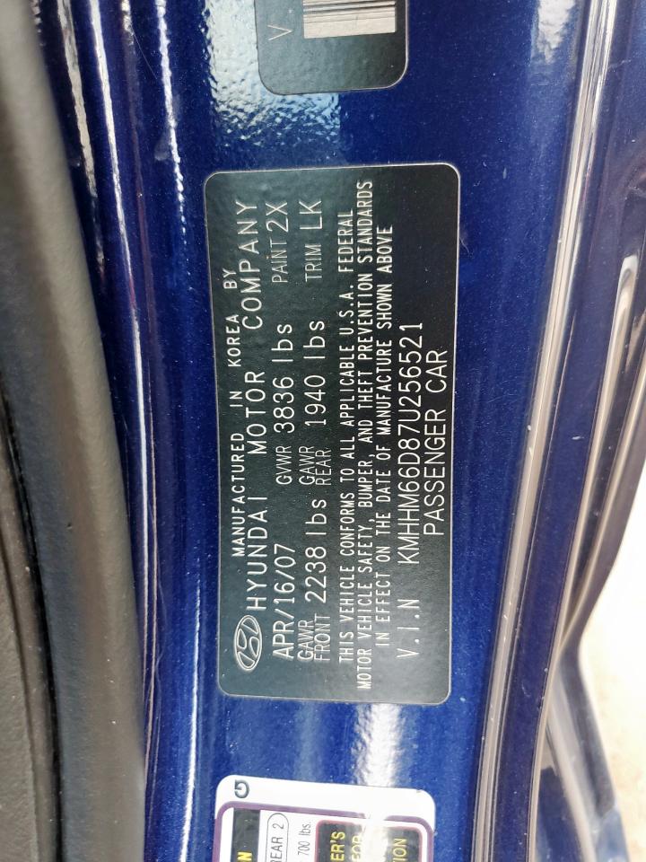 2007 Hyundai Tiburon Gs Blue vin: KMHHM66D87U256521