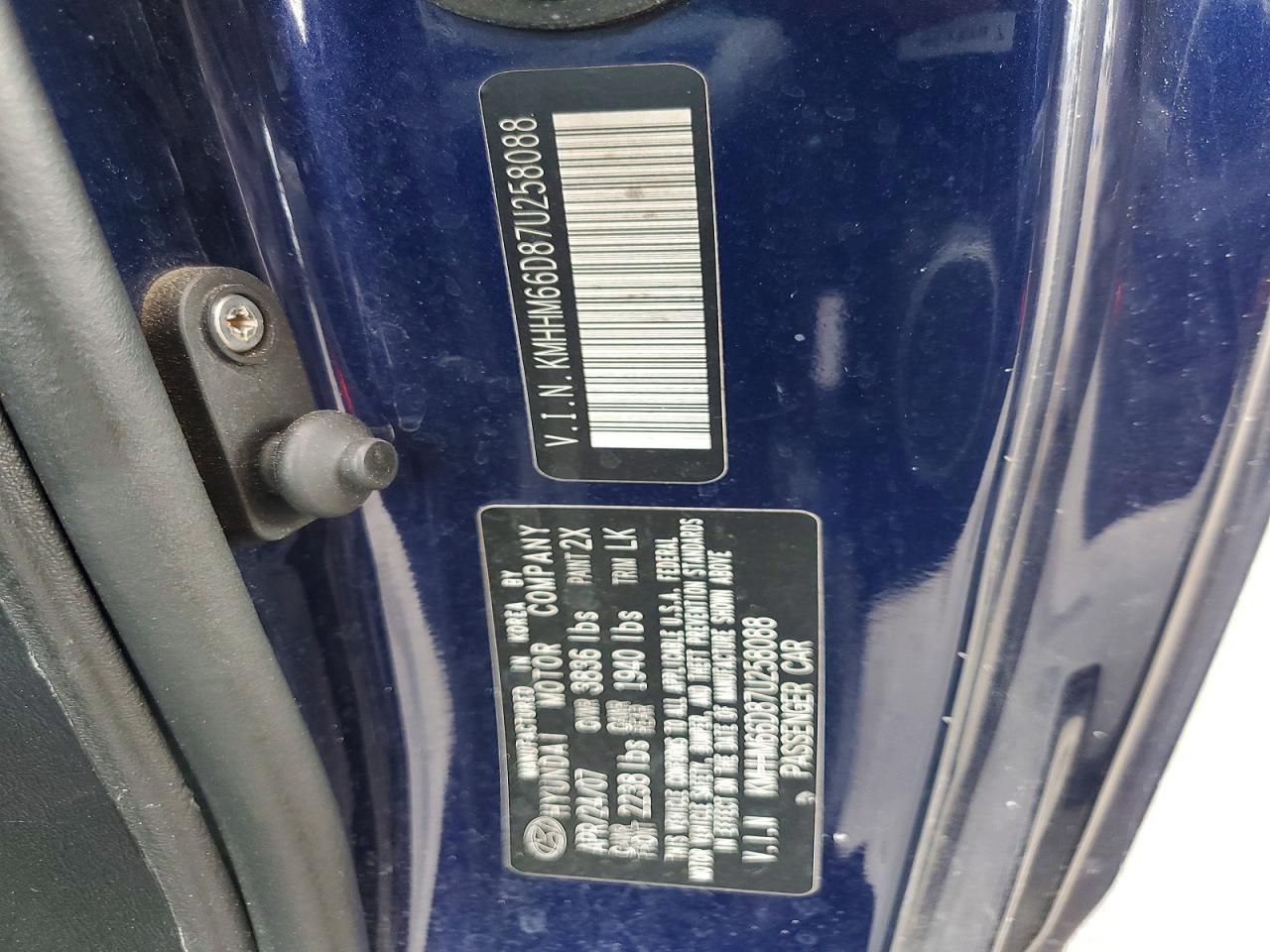 2007 Hyundai Tiburon Gs Blue vin: KMHHM66D87U258088