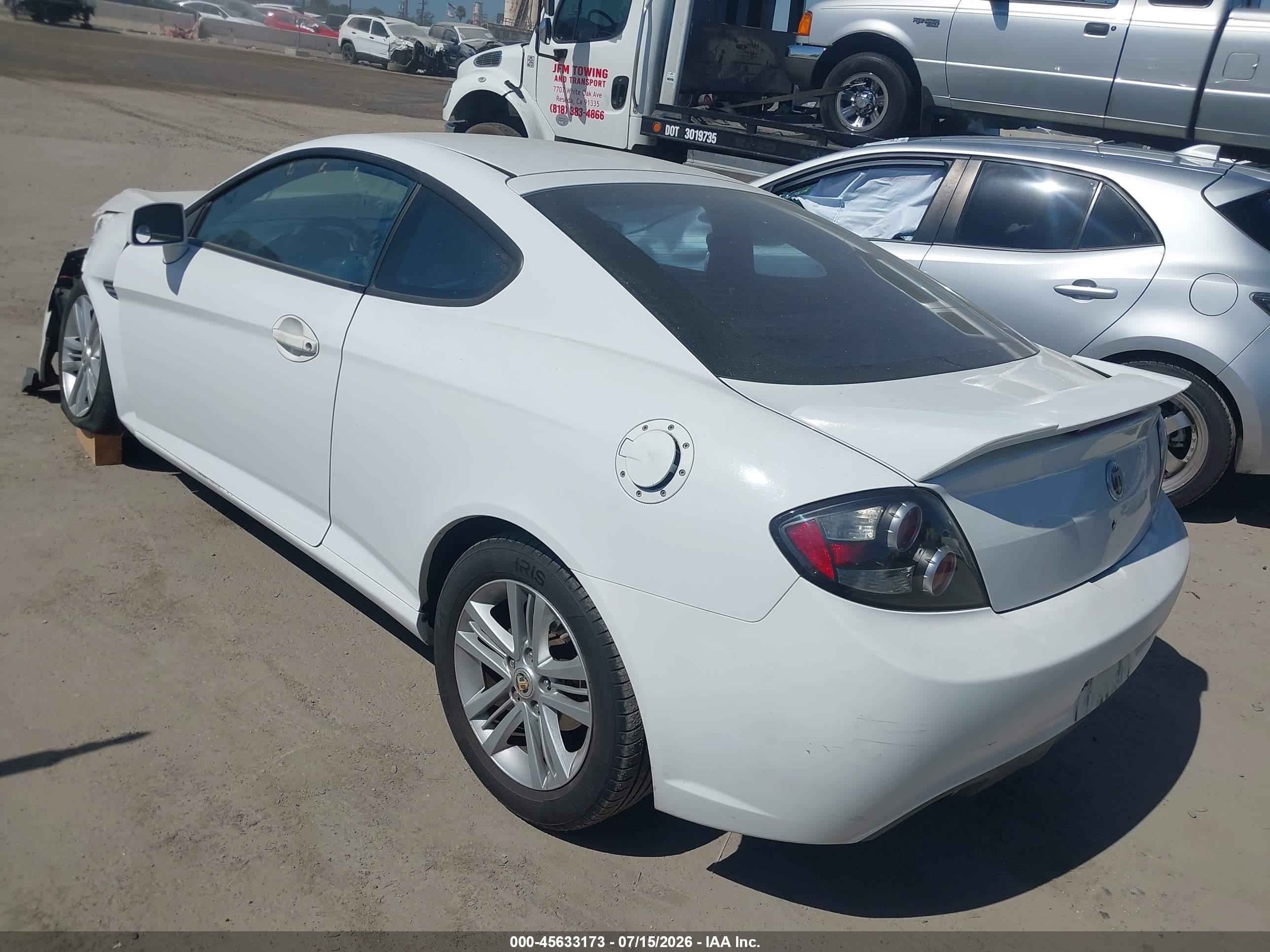 2008 Hyundai Tiburon Gs White vin: KMHHM66D98U290209