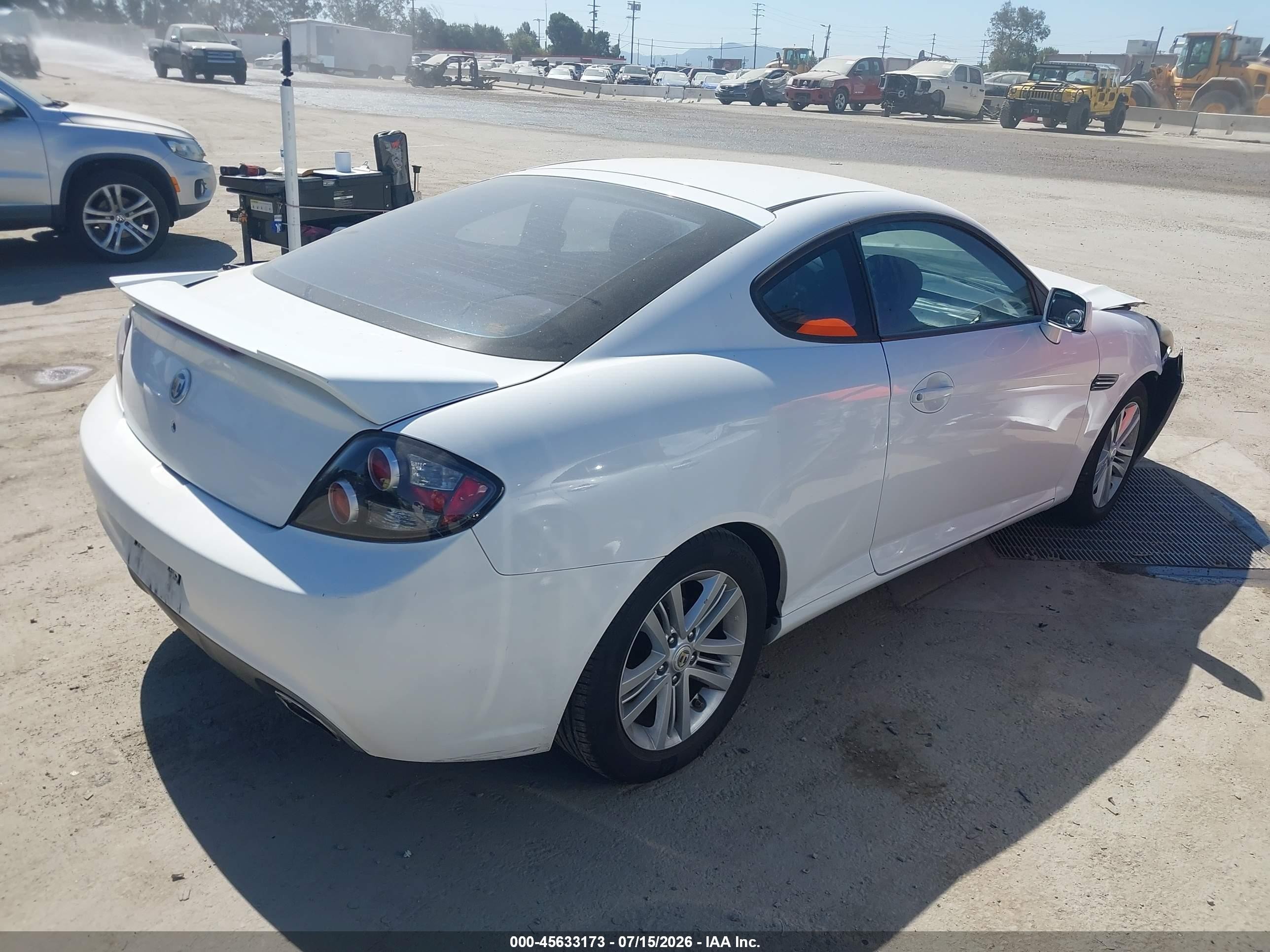 2008 Hyundai Tiburon Gs White vin: KMHHM66D98U290209