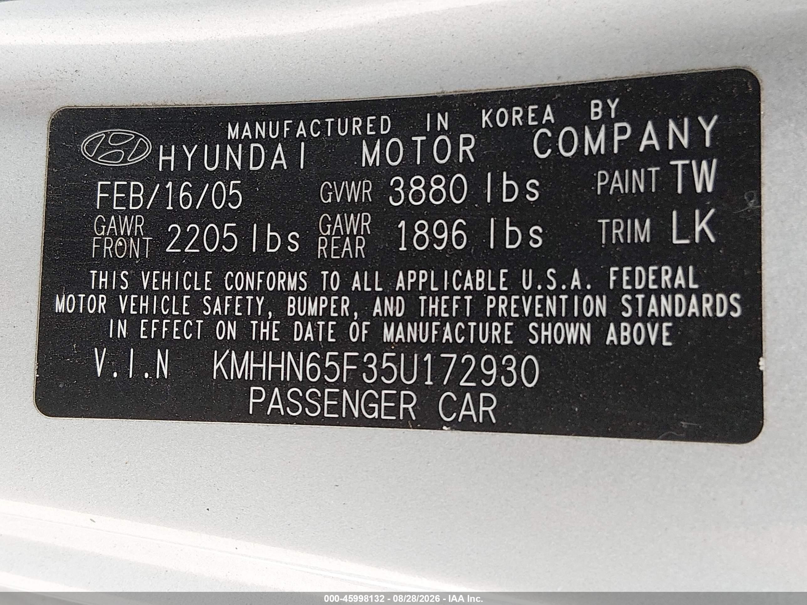 2005 Hyundai Tiburon Gt/se Silver vin: KMHHN65F35U172930