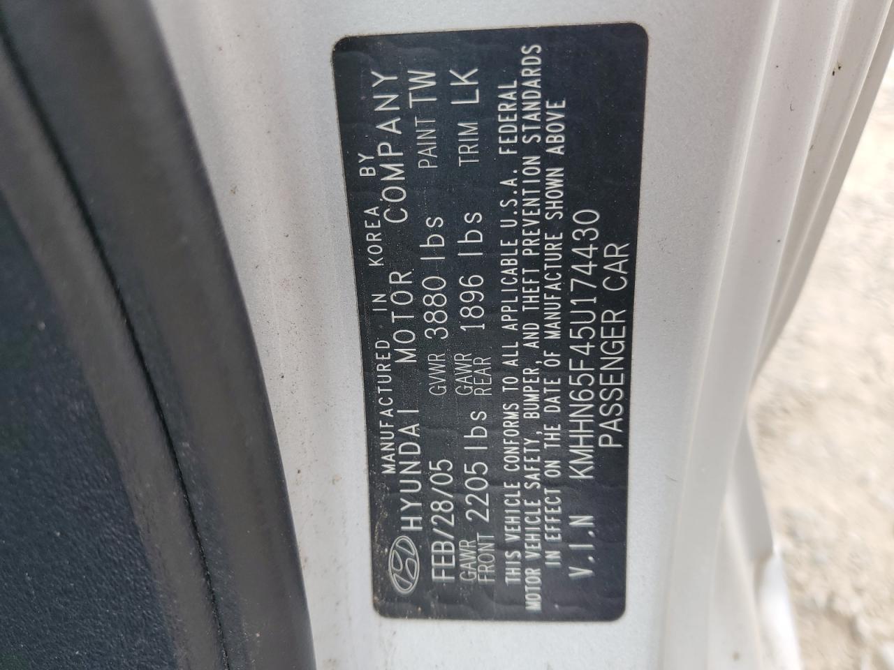 2005 Hyundai Tiburon Gt Silver vin: KMHHN65F45U174430