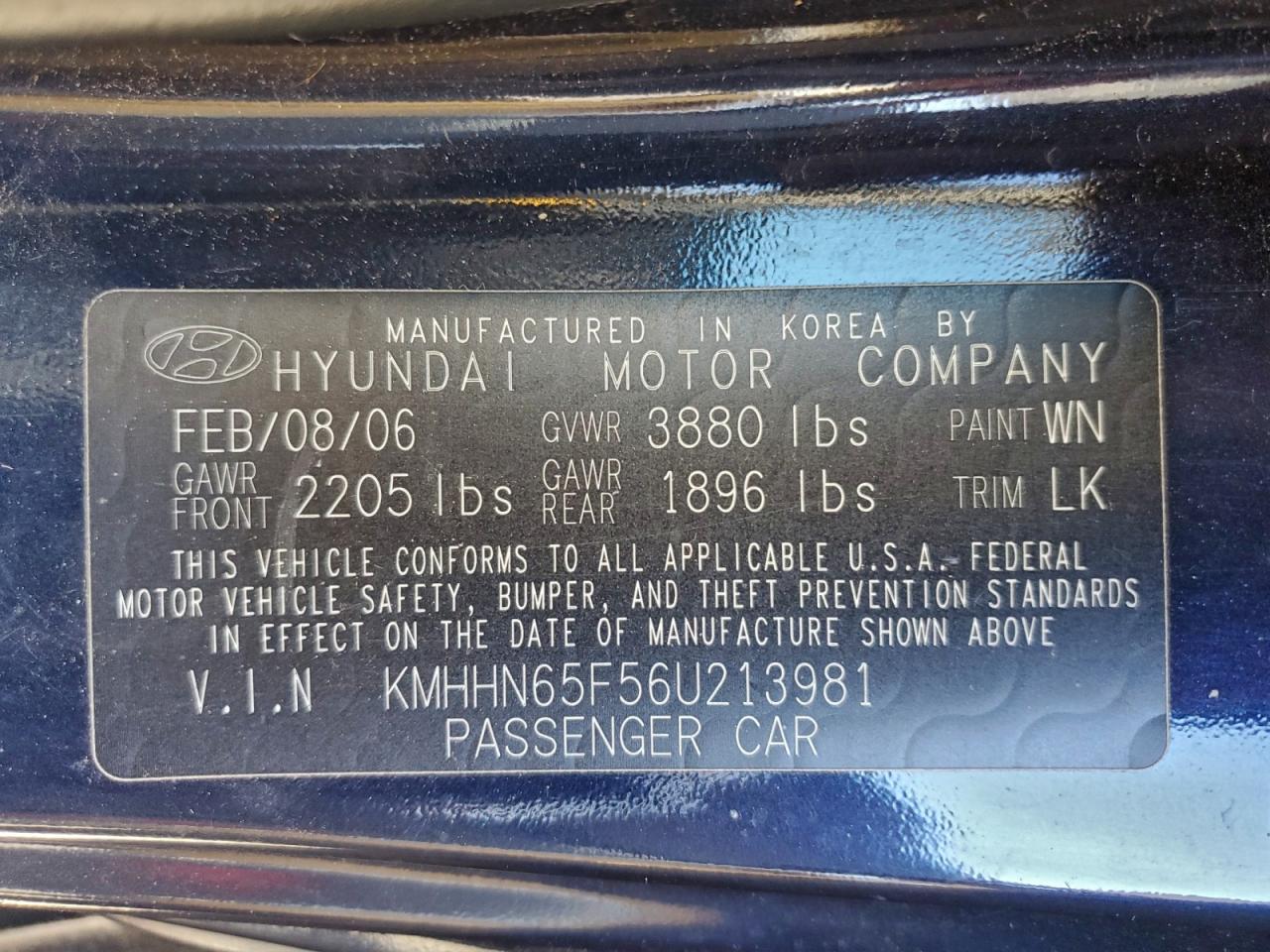 2006 Hyundai Tiburon Gt Синий vin: KMHHN65F56U213981