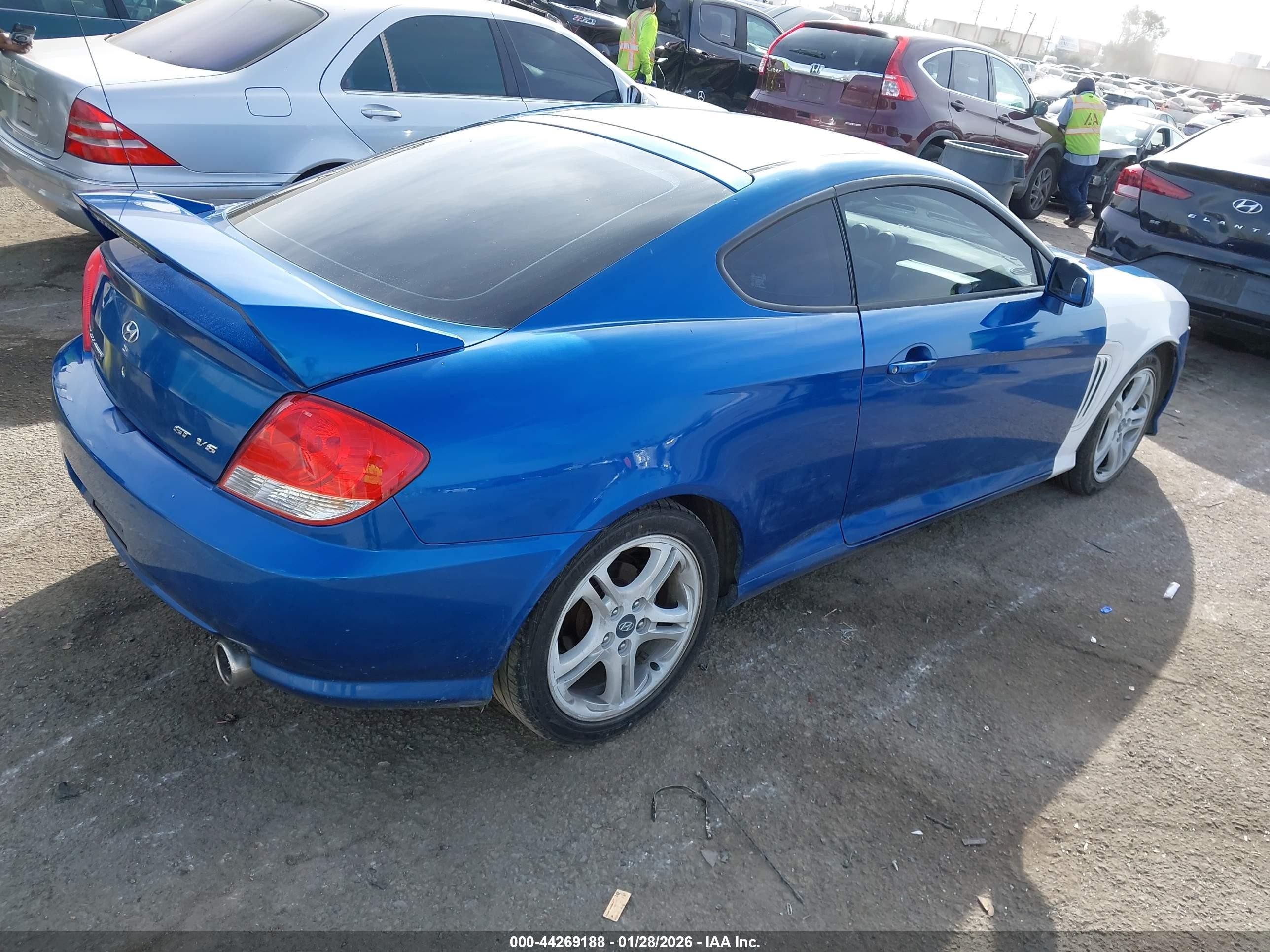 2005 Hyundai Tiburon Gt/se Blue vin: KMHHN65F75U167469