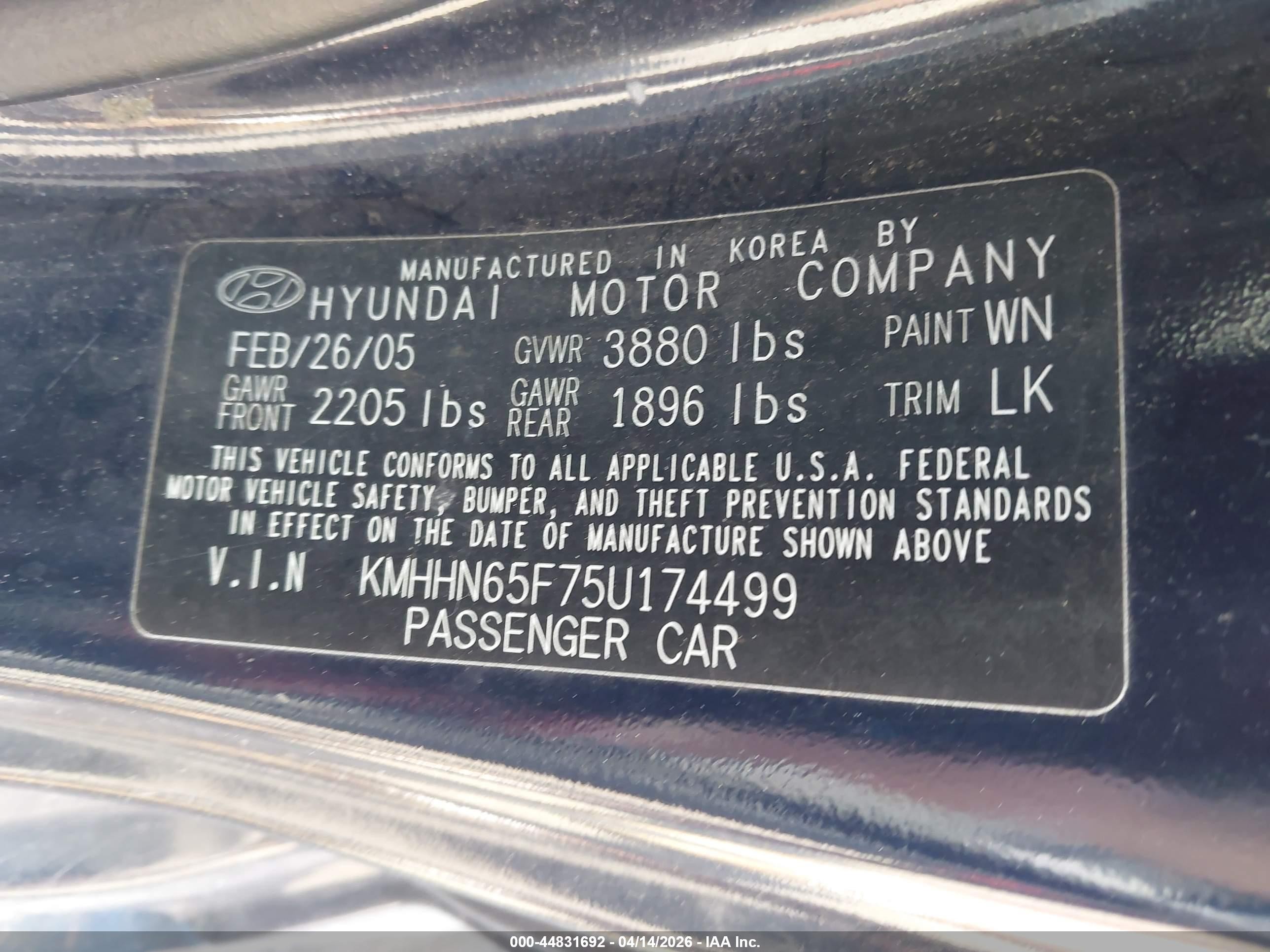 2005 Hyundai Tiburon Gt/se Blue vin: KMHHN65F75U174499