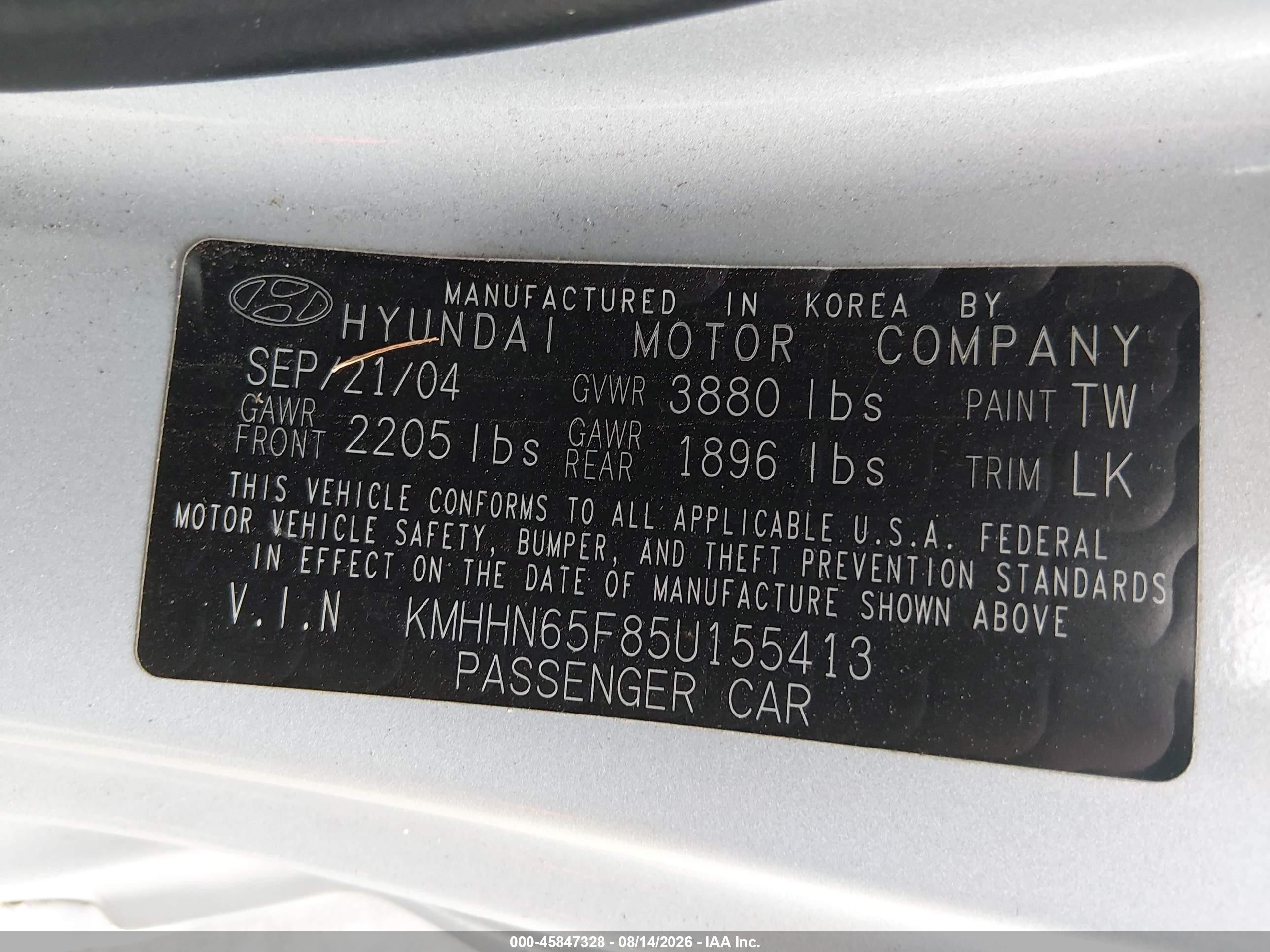 2005 Hyundai Tiburon Gt/se Silver vin: KMHHN65F85U155413