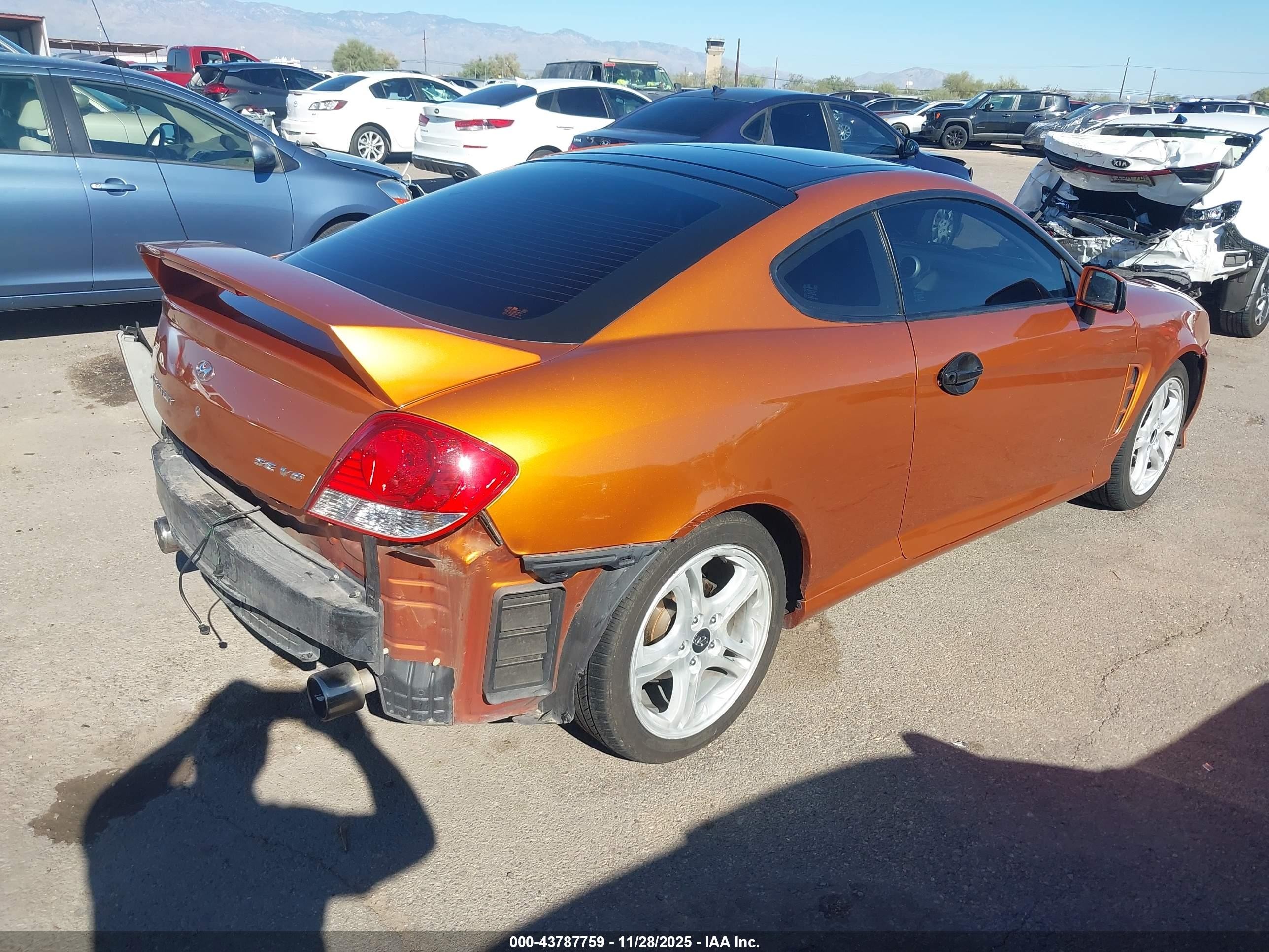 2006 Hyundai Tiburon Gt/gt Limited/se Оранжевый vin: KMHHN65F96U221775