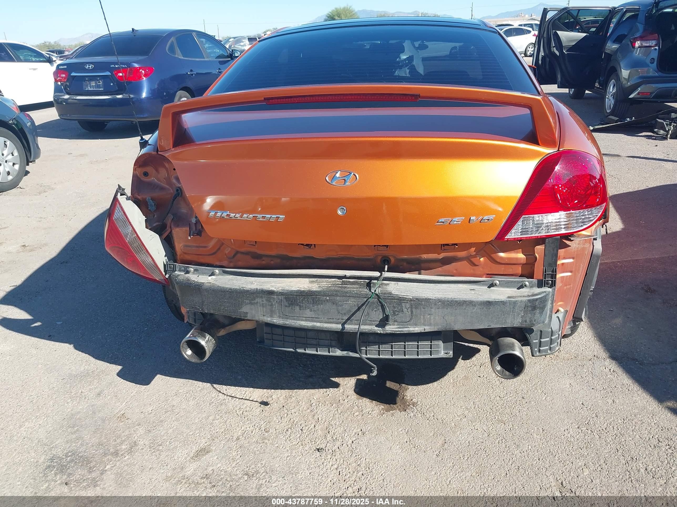 2006 Hyundai Tiburon Gt/gt Limited/se Оранжевый vin: KMHHN65F96U221775