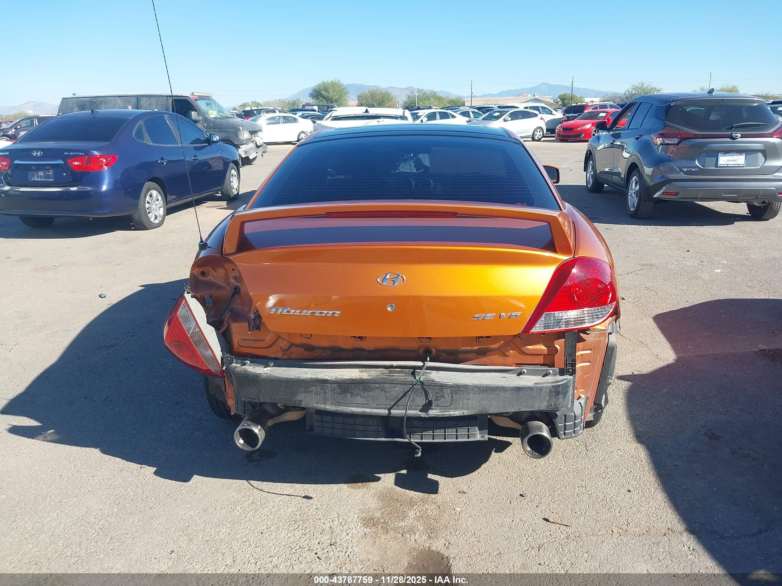 2006 Hyundai Tiburon Gt/gt Limited/se Оранжевый vin: KMHHN65F96U221775