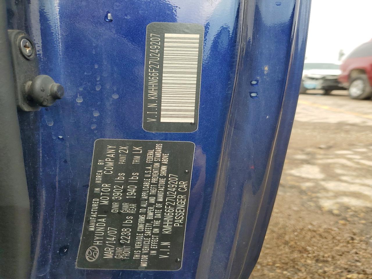 2007 Hyundai Tiburon Gt Blue vin: KMHHN66F27U249207