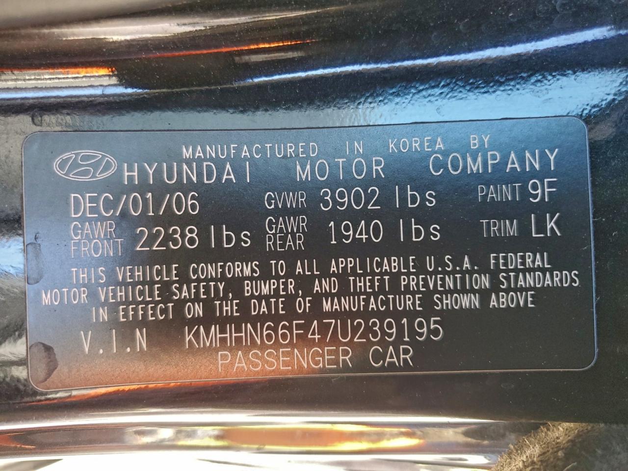 2007 Hyundai Tiburon Gt Черный vin: KMHHN66F47U239195
