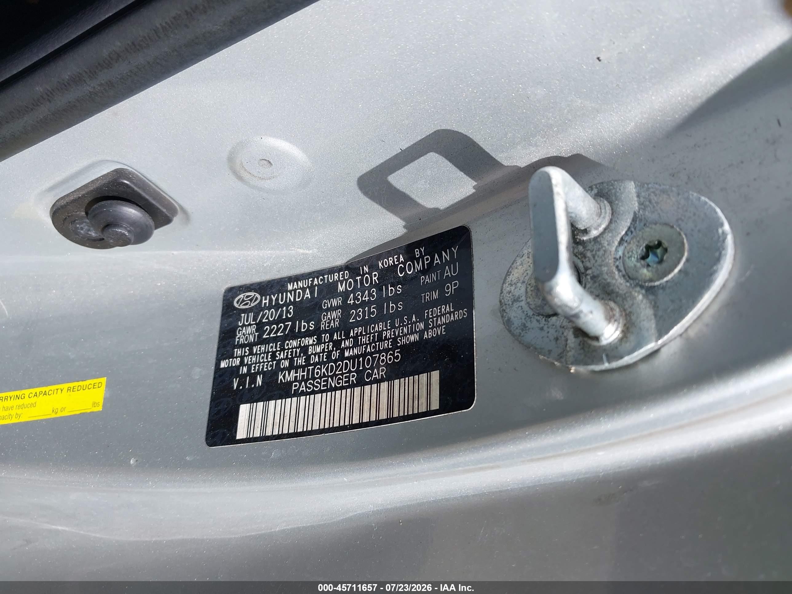 2013 Hyundai Genesis 2.0t Premium Серебряный vin: KMHHT6KD2DU107865