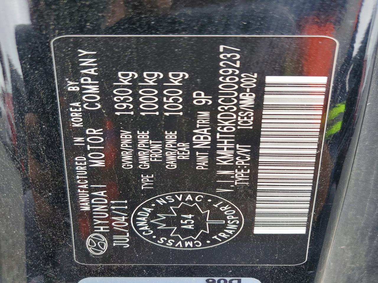 2012 Hyundai Genesis Coupe 2.0t Black vin: KMHHT6KD3CU069237