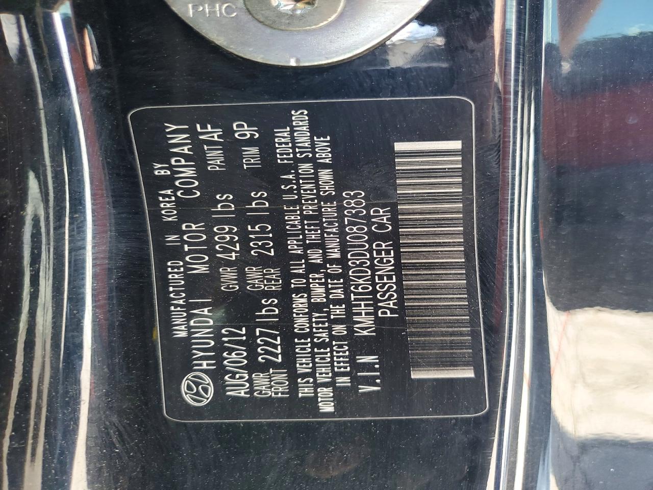 2013 Hyundai Genesis Coupe 2.0t Black vin: KMHHT6KD3DU087383
